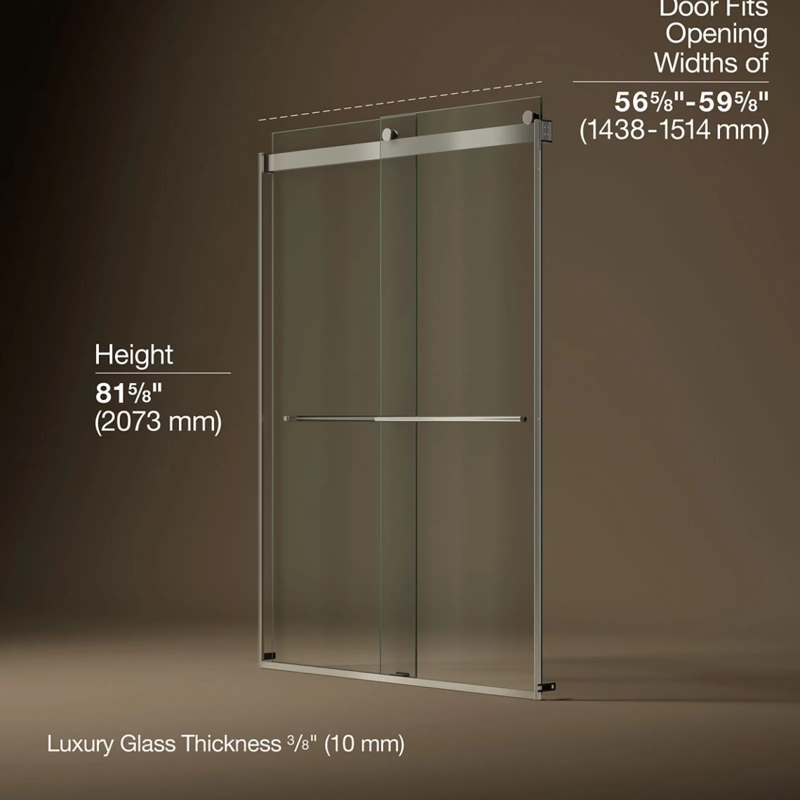 56-5/8"-59-5/8" W x 81.61" H bypass shower door with 3/8"-thick Crystal Clear glass^Kohler Sale