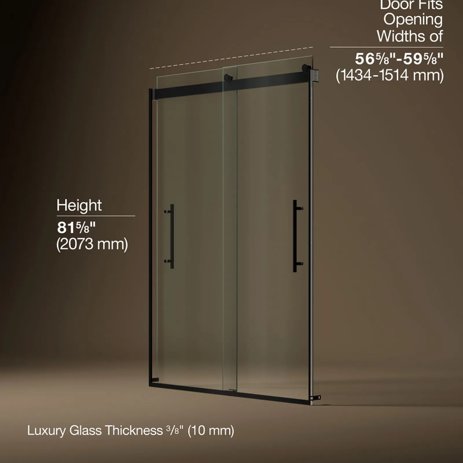 56-5/8"-59-5/8" W x 81.61" H bypass shower door with 3/8"-thick Crystal Clear glass^Kohler New