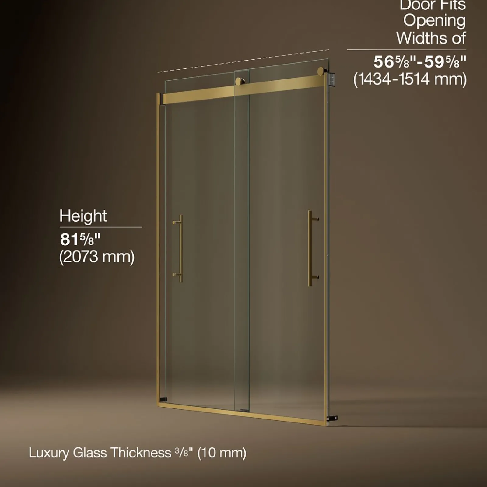 56-5/8"-59-5/8" W x 81.61" H bypass shower door with 3/8"-thick Crystal Clear glass^Kohler New