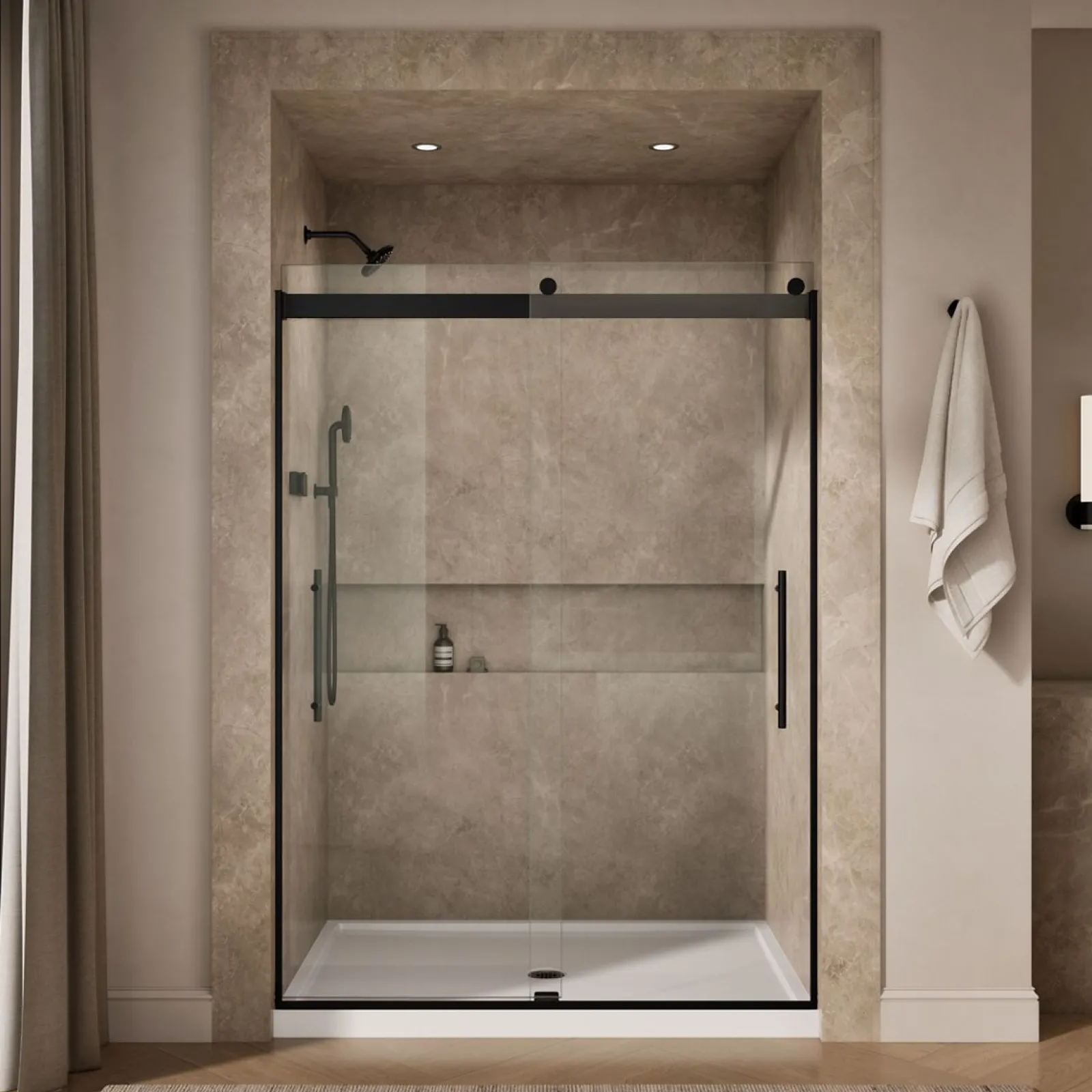 56-5/8"-59-5/8" W x 81.61" H bypass shower door with 3/8"-thick Crystal Clear glass^Kohler New