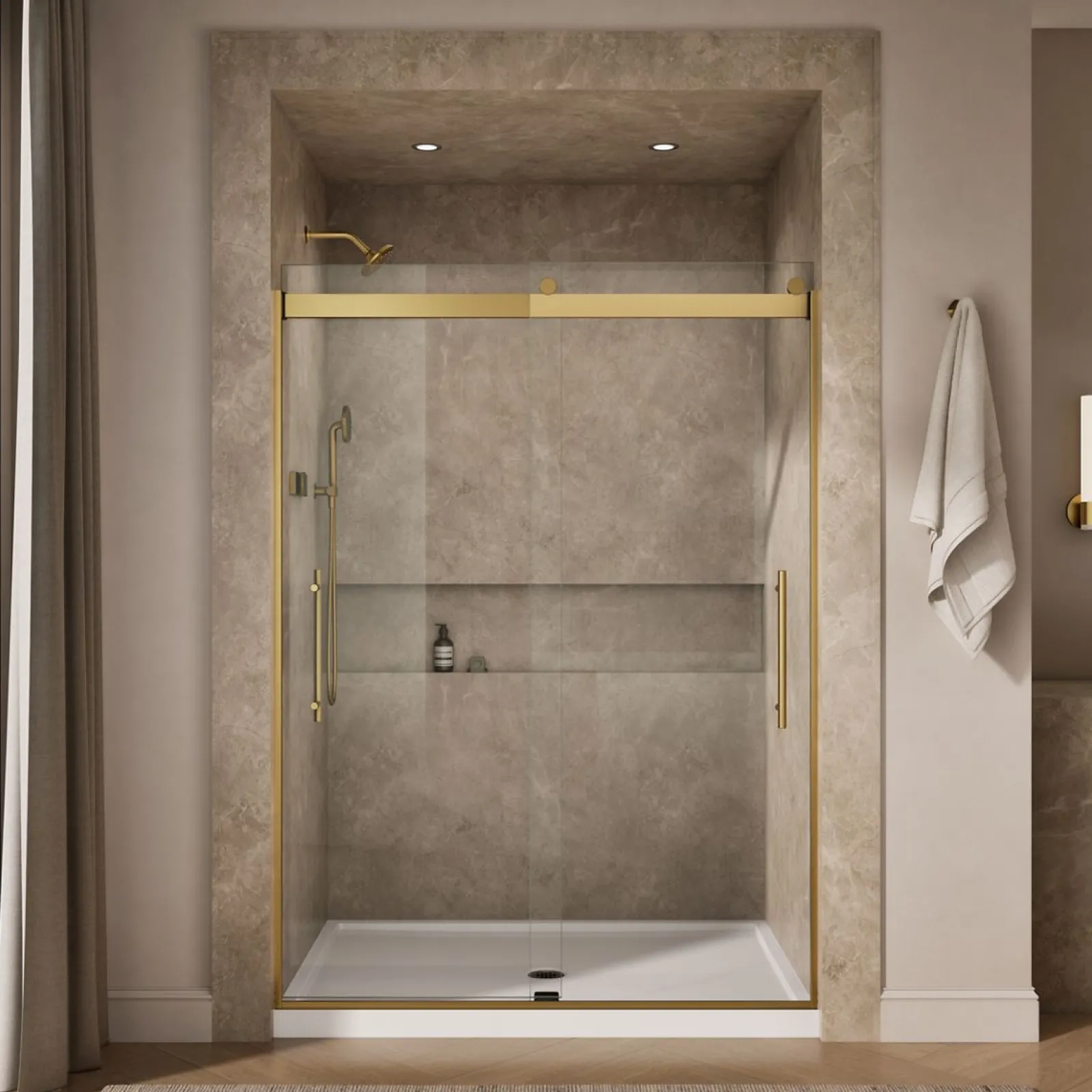 56-5/8"-59-5/8" W x 81.61" H bypass shower door with 3/8"-thick Crystal Clear glass^Kohler New
