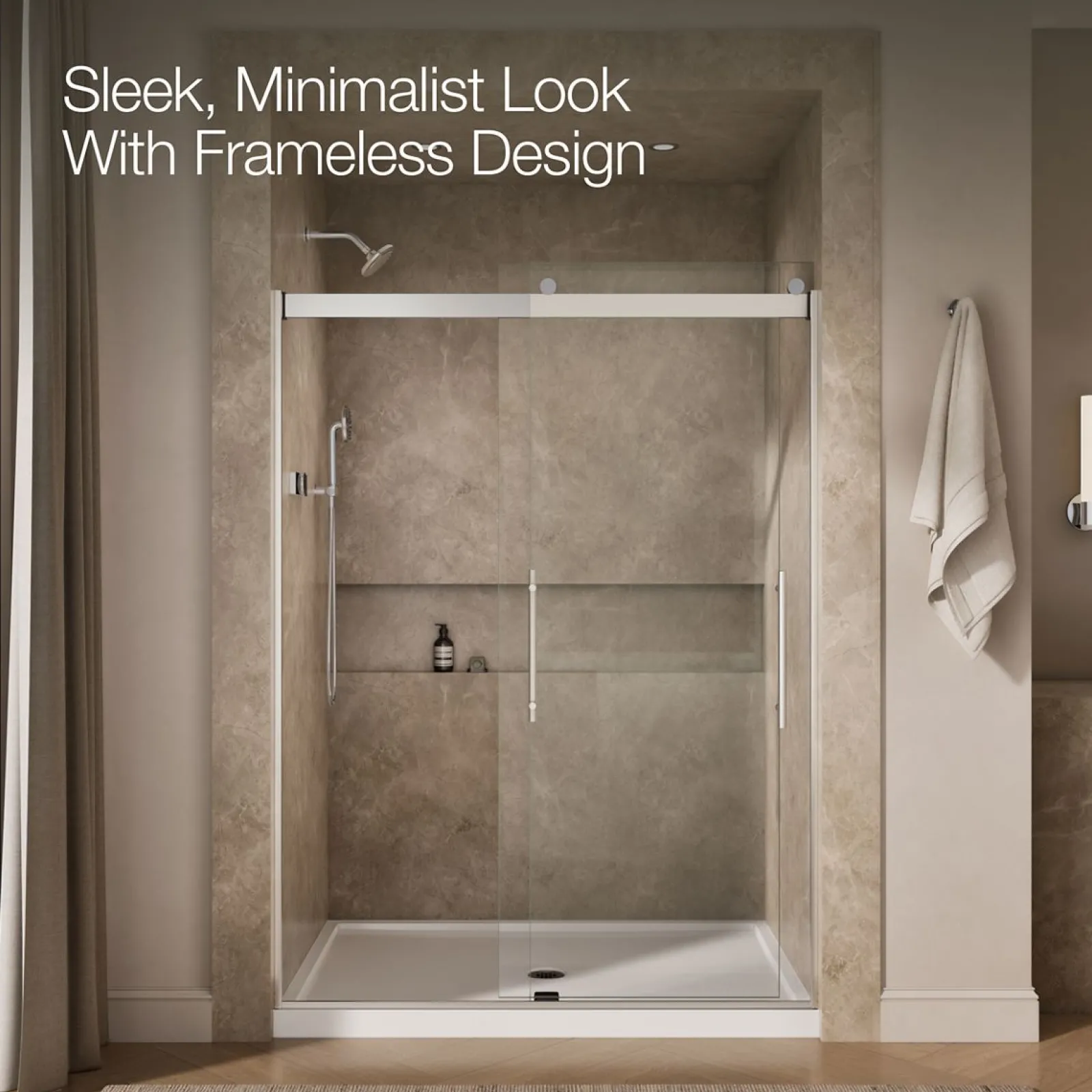 56-5/8"-59-5/8" W x 81.61" H bypass shower door with 3/8"-thick Crystal Clear glass^Kohler New