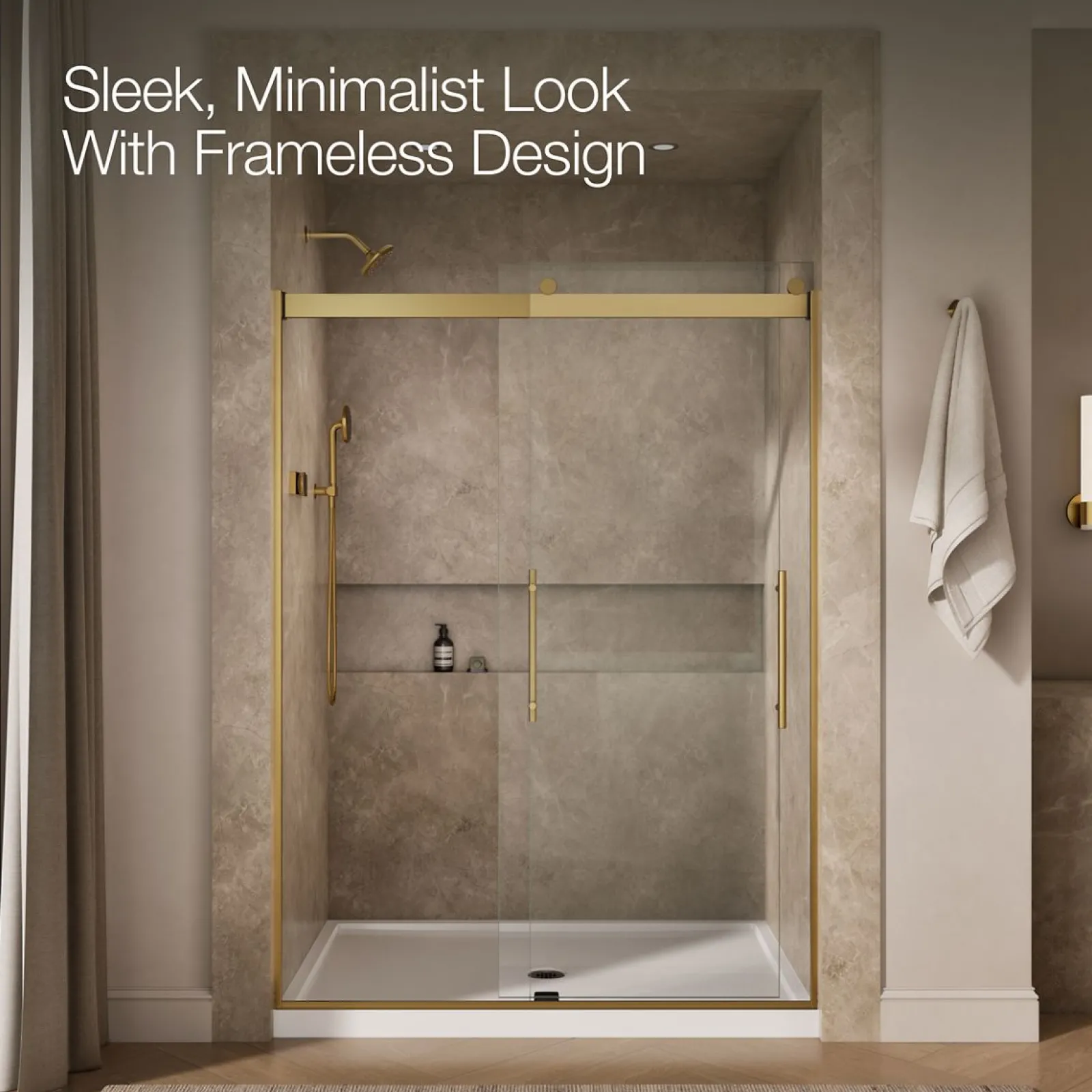 56-5/8"-59-5/8" W x 81.61" H bypass shower door with 3/8"-thick Crystal Clear glass^Kohler New