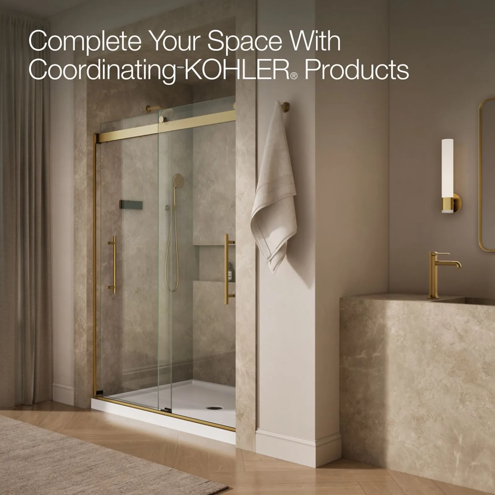 56-5/8"-59-5/8" W x 81.61" H bypass shower door with 3/8"-thick Crystal Clear glass^Kohler New
