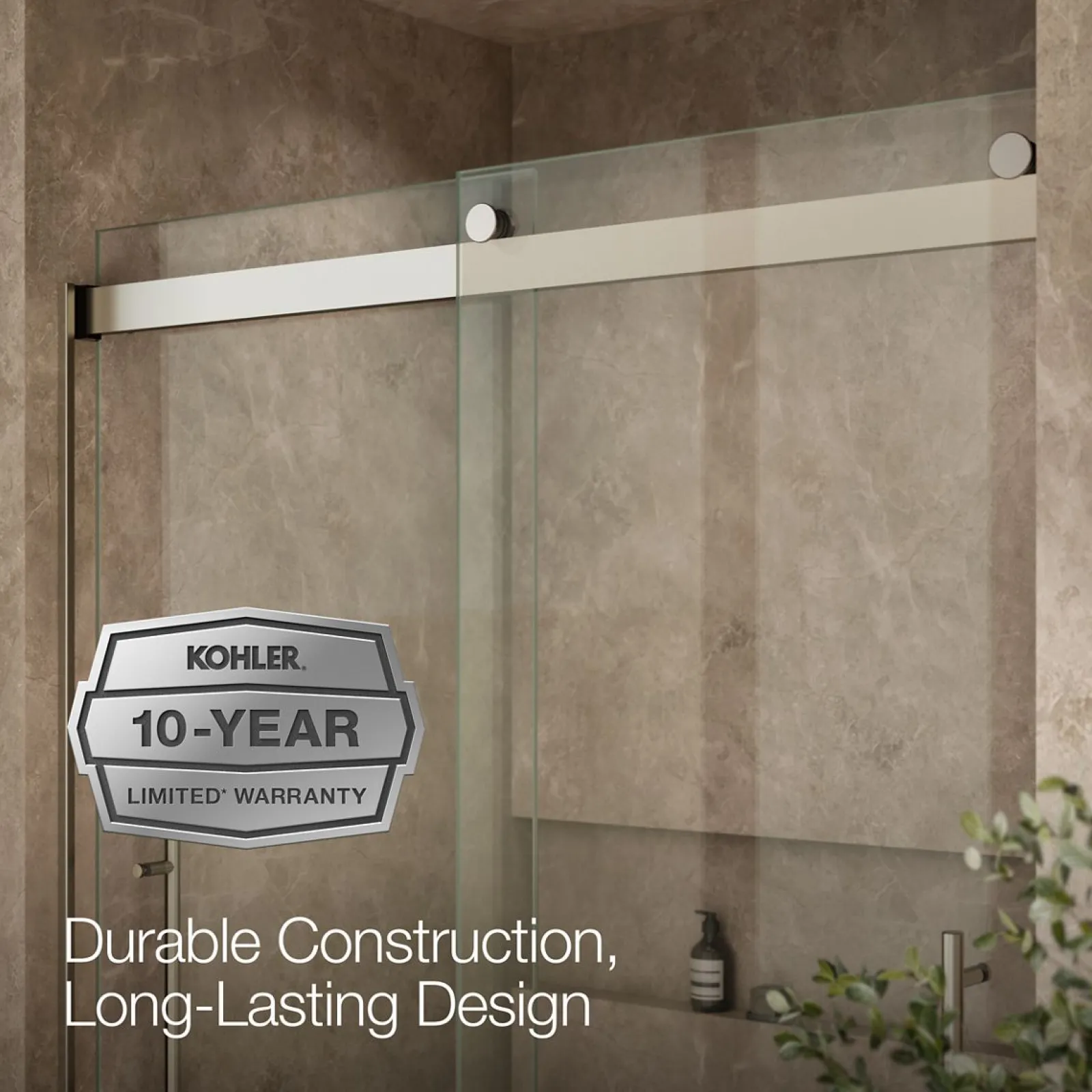 56-5/8"-59-5/8" W x 81.61" H bypass shower door with 3/8"-thick Crystal Clear glass^Kohler New