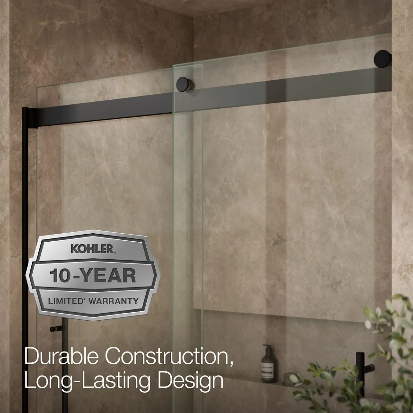 56-5/8"-59-5/8" W x 81.61" H bypass shower door with 3/8"-thick Crystal Clear glass^Kohler New