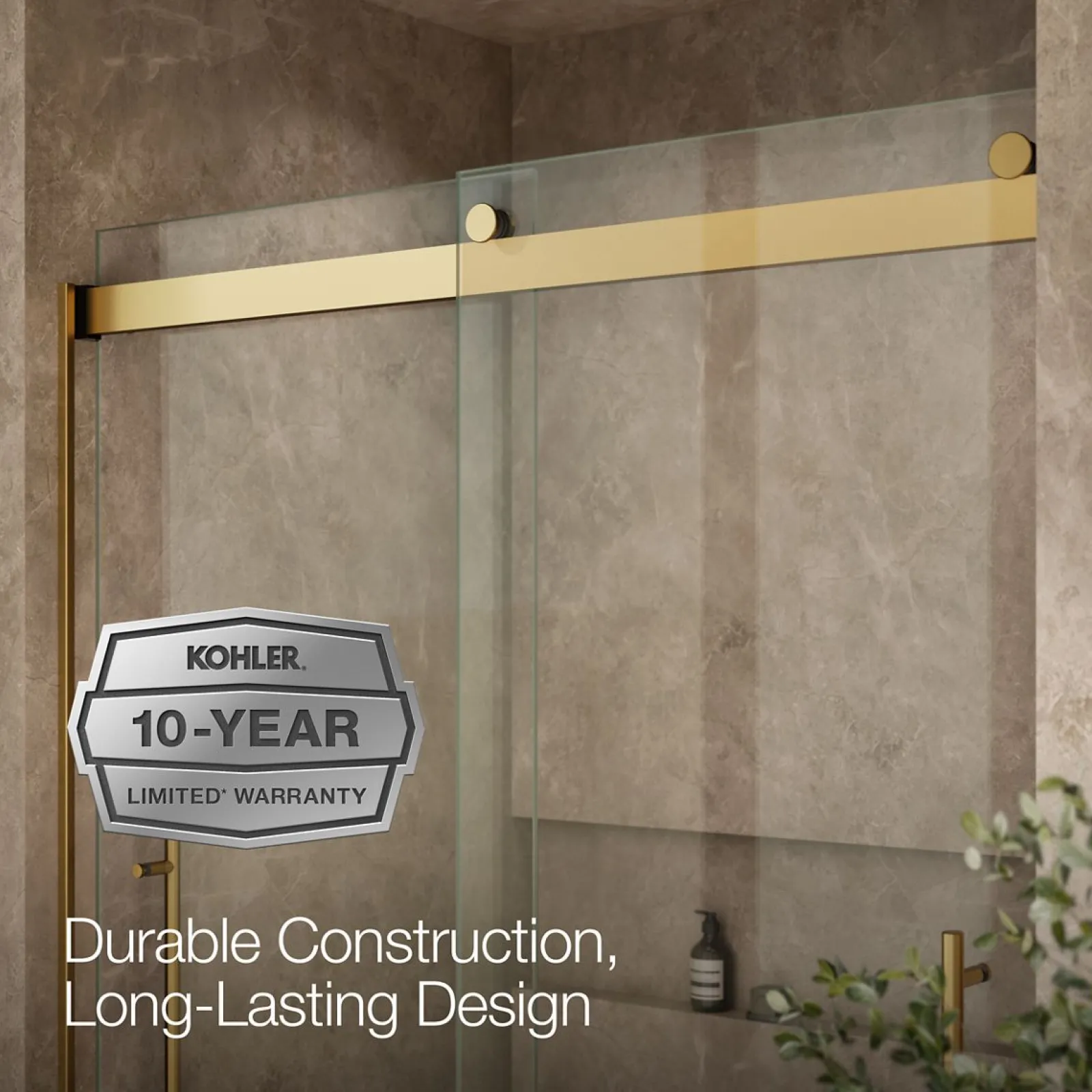 56-5/8"-59-5/8" W x 81.61" H bypass shower door with 3/8"-thick Crystal Clear glass^Kohler New