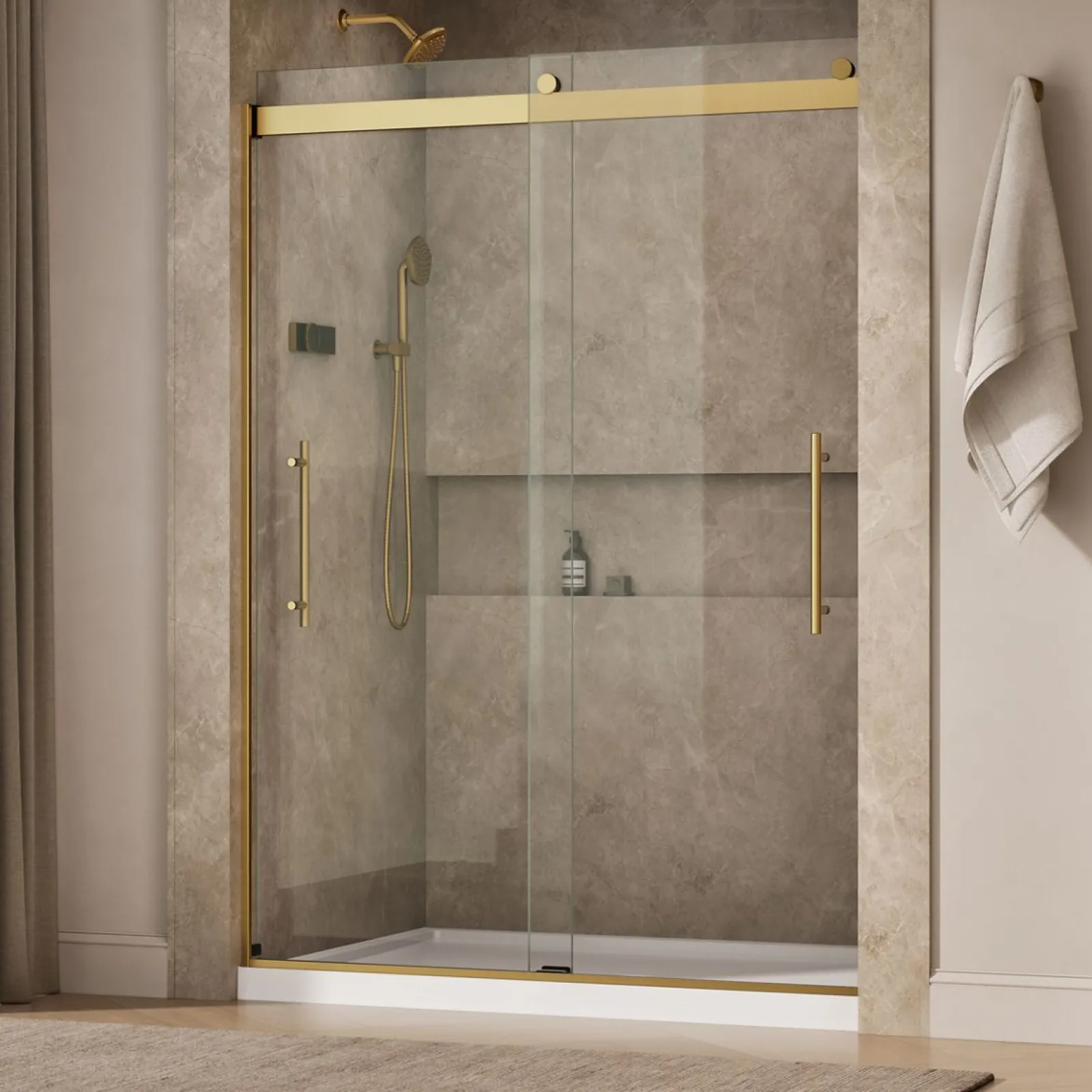 56-5/8"-59-5/8" W x 81.61" H bypass shower door with 3/8"-thick Crystal Clear glass^Kohler New