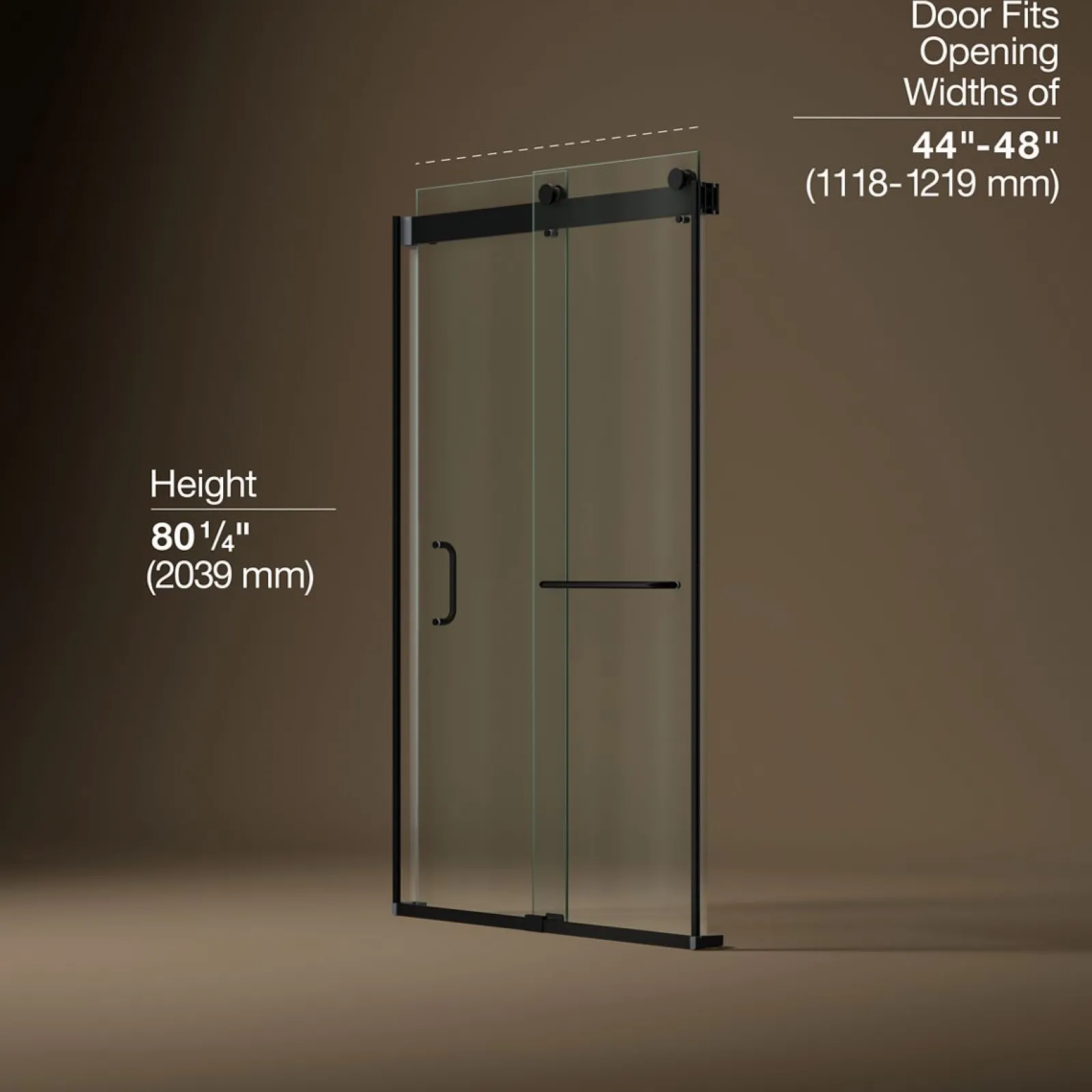 44"-48" W x 80-1/4" H bypass shower door with 3/8"-thick Crystal Clear glass^Kohler