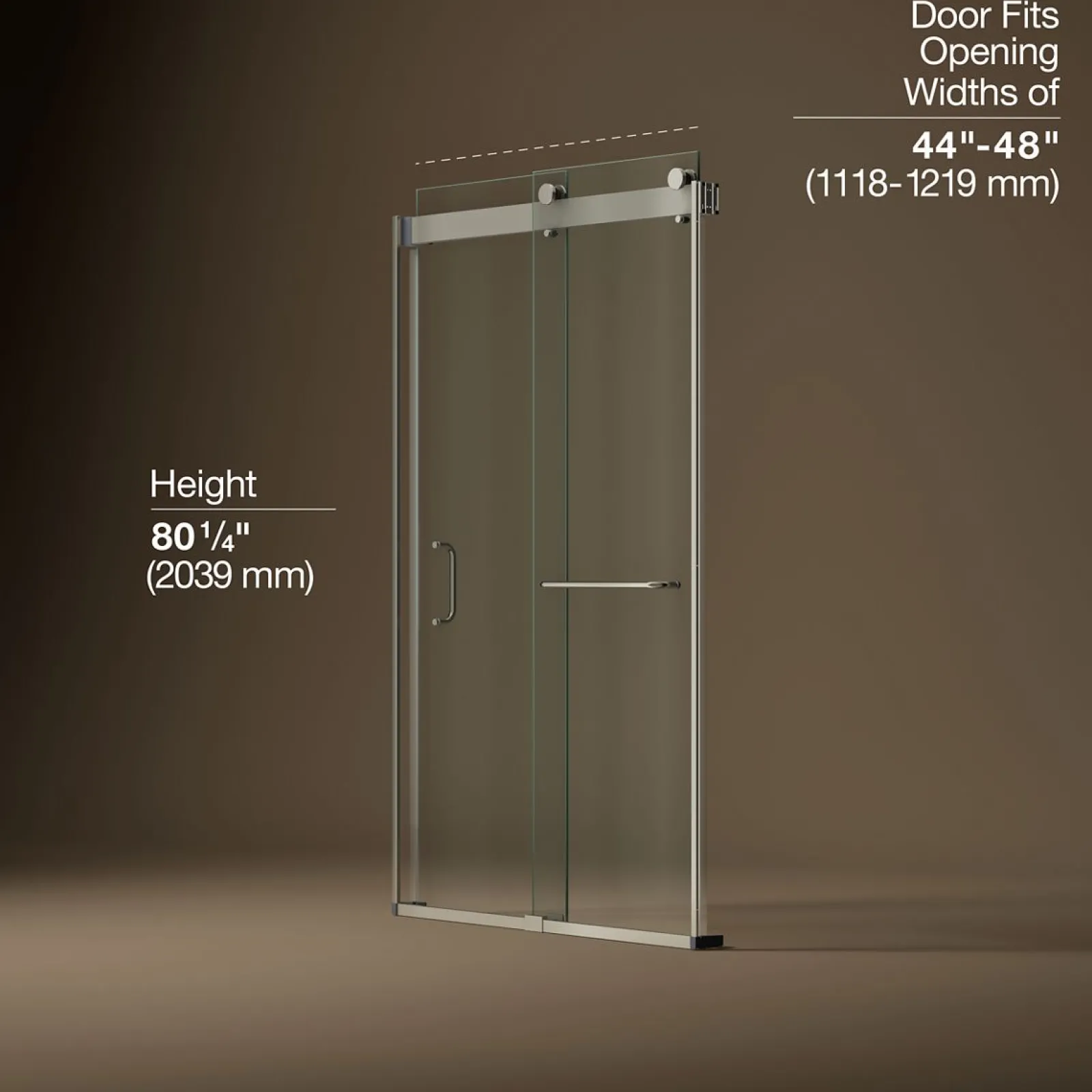 44"-48" W x 80-1/4" H bypass shower door with 3/8"-thick Crystal Clear glass^Kohler