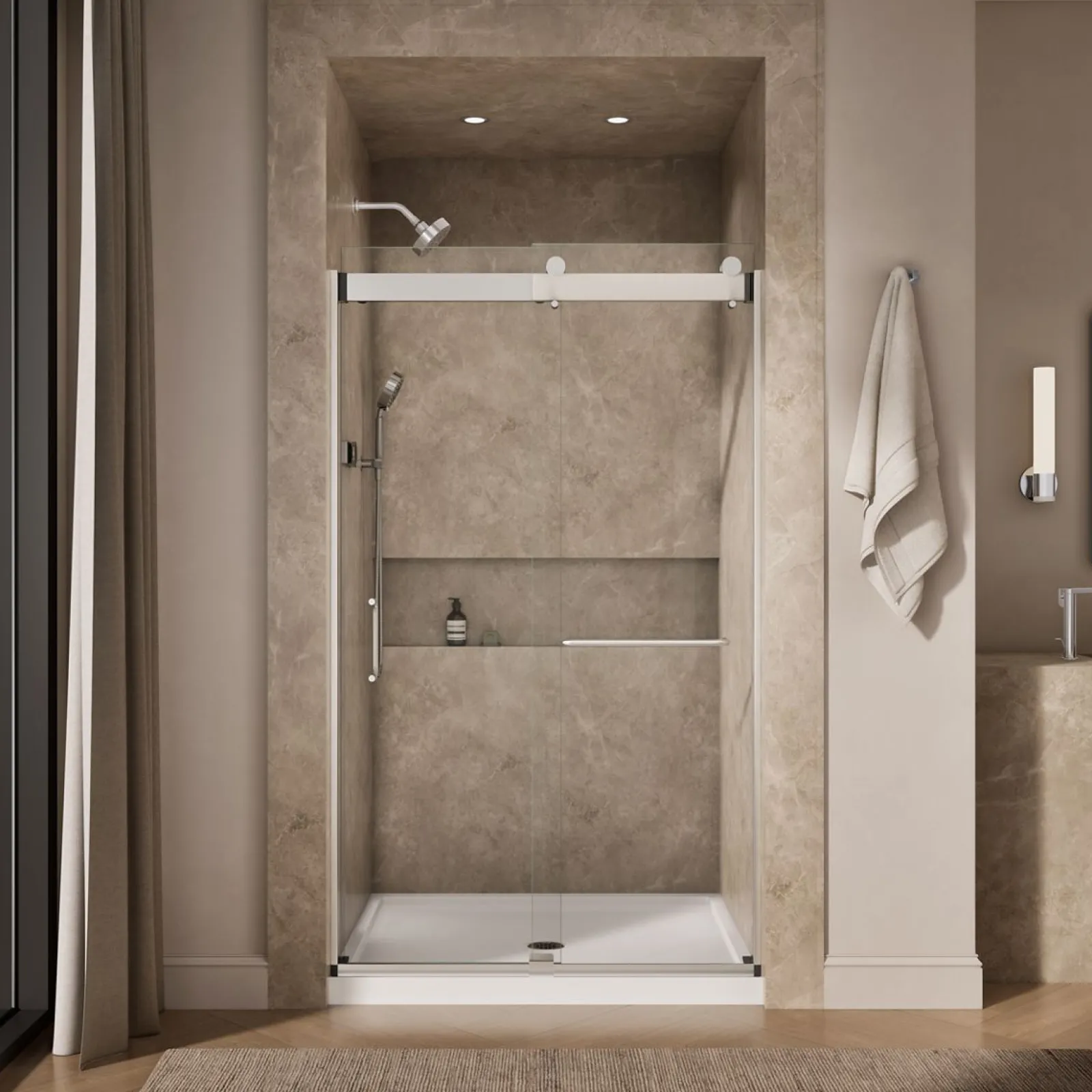 44"-48" W x 80-1/4" H bypass shower door with 3/8"-thick Crystal Clear glass^Kohler