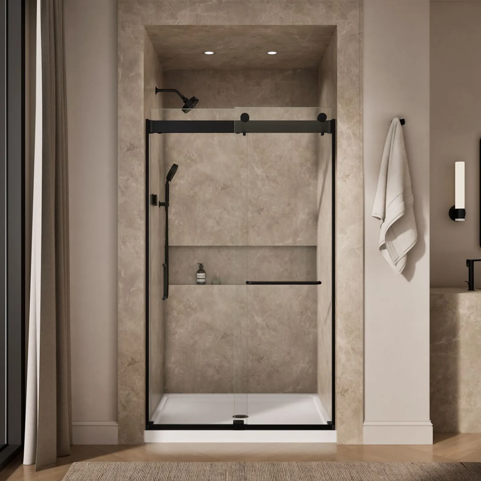 44"-48" W x 80-1/4" H bypass shower door with 3/8"-thick Crystal Clear glass^Kohler