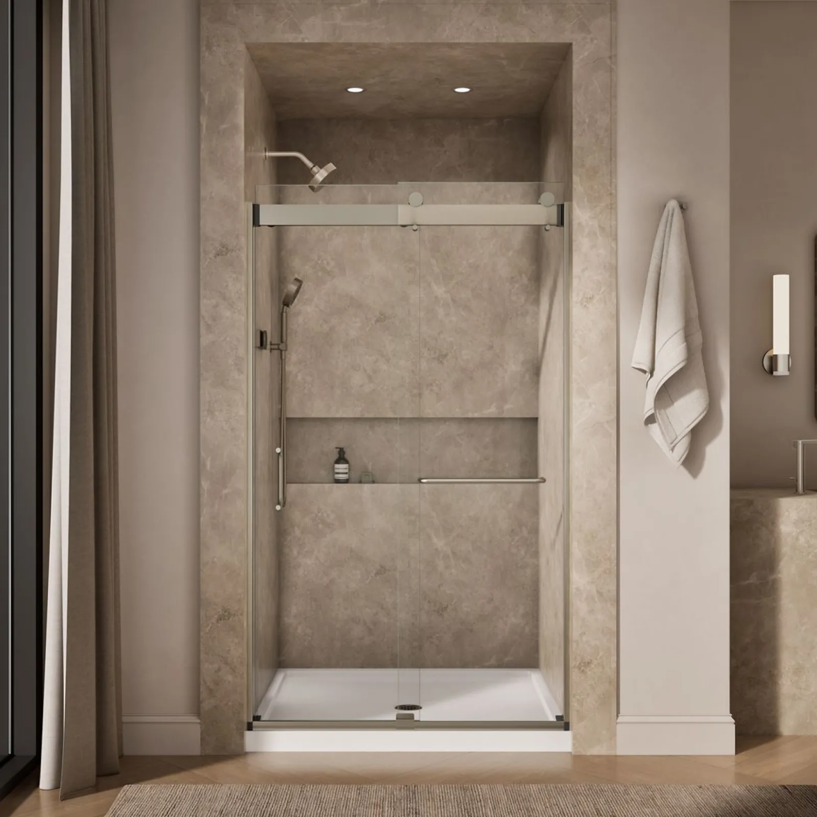 44"-48" W x 80-1/4" H bypass shower door with 3/8"-thick Crystal Clear glass^Kohler