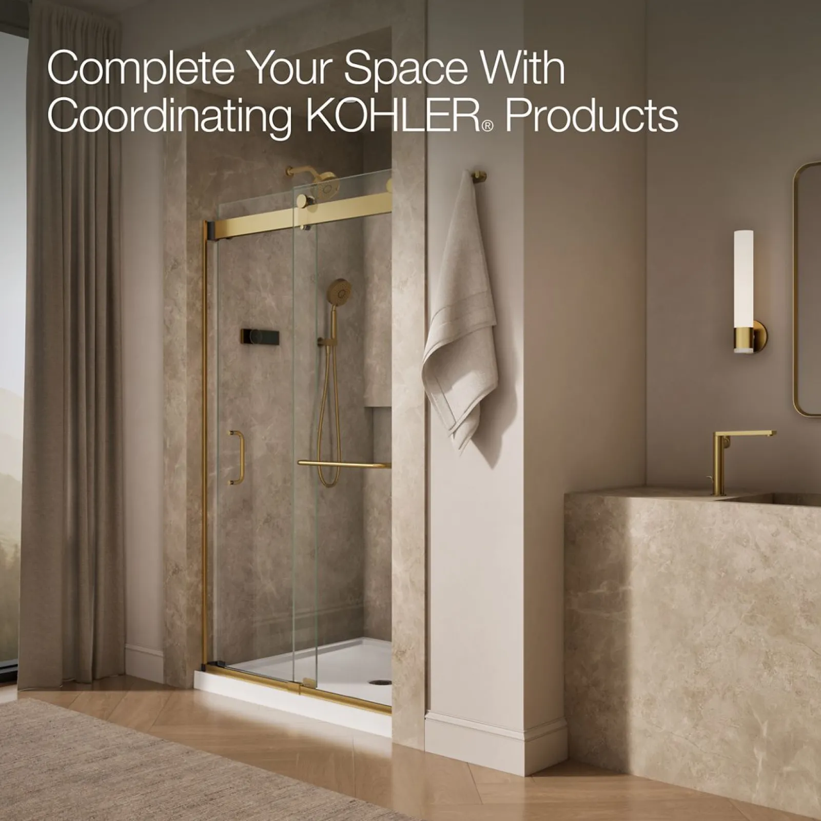 44"-48" W x 80-1/4" H bypass shower door with 3/8"-thick Crystal Clear glass^Kohler