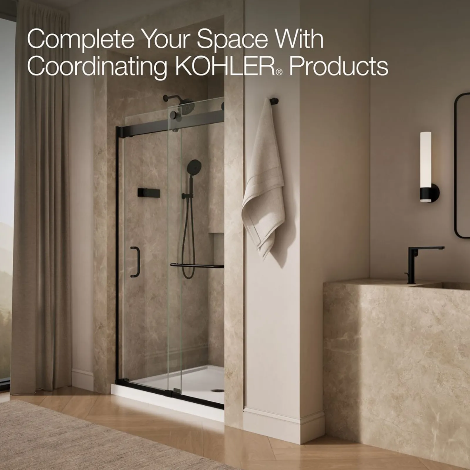 44"-48" W x 80-1/4" H bypass shower door with 3/8"-thick Crystal Clear glass^Kohler