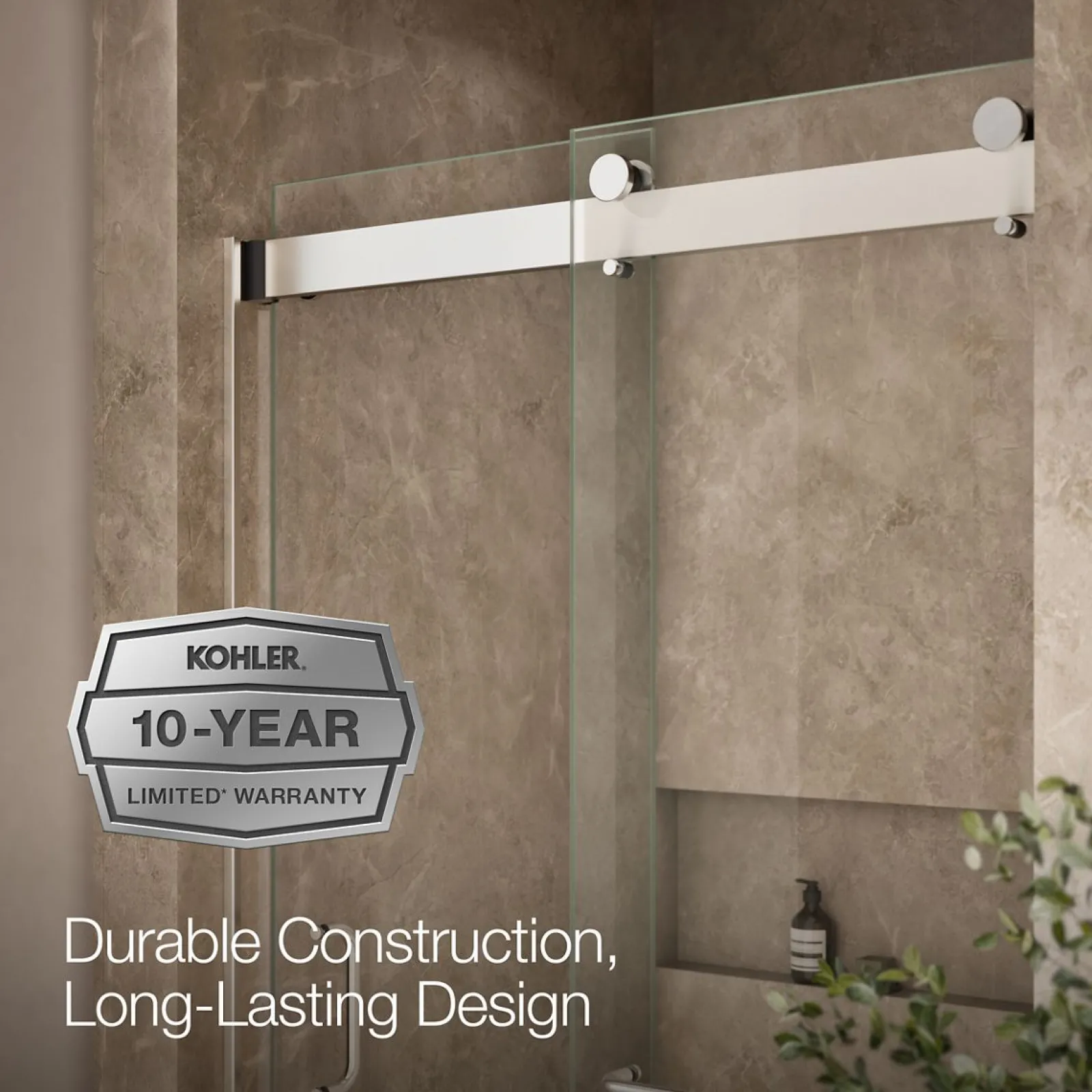 44"-48" W x 80-1/4" H bypass shower door with 3/8"-thick Crystal Clear glass^Kohler