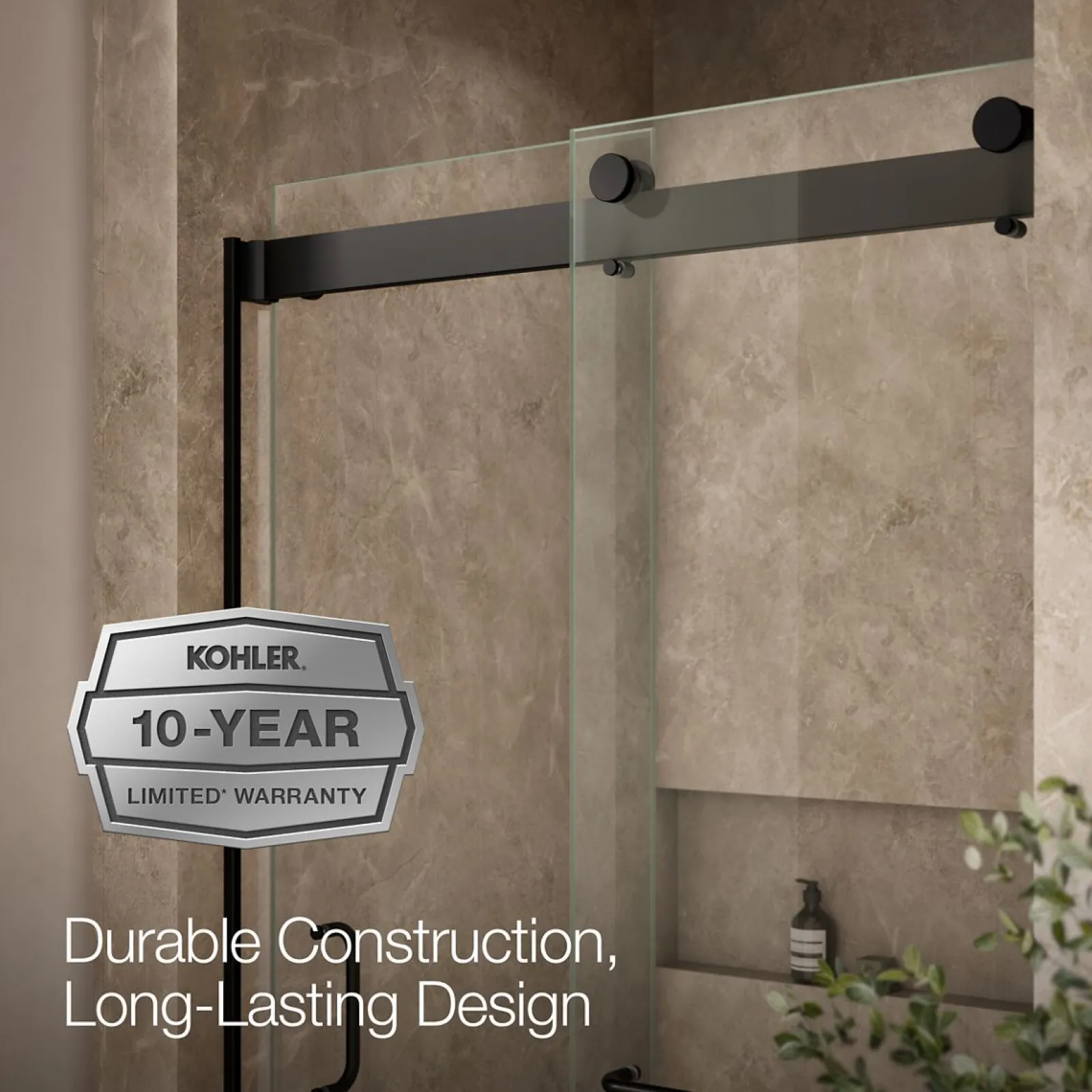 44"-48" W x 80-1/4" H bypass shower door with 3/8"-thick Crystal Clear glass^Kohler