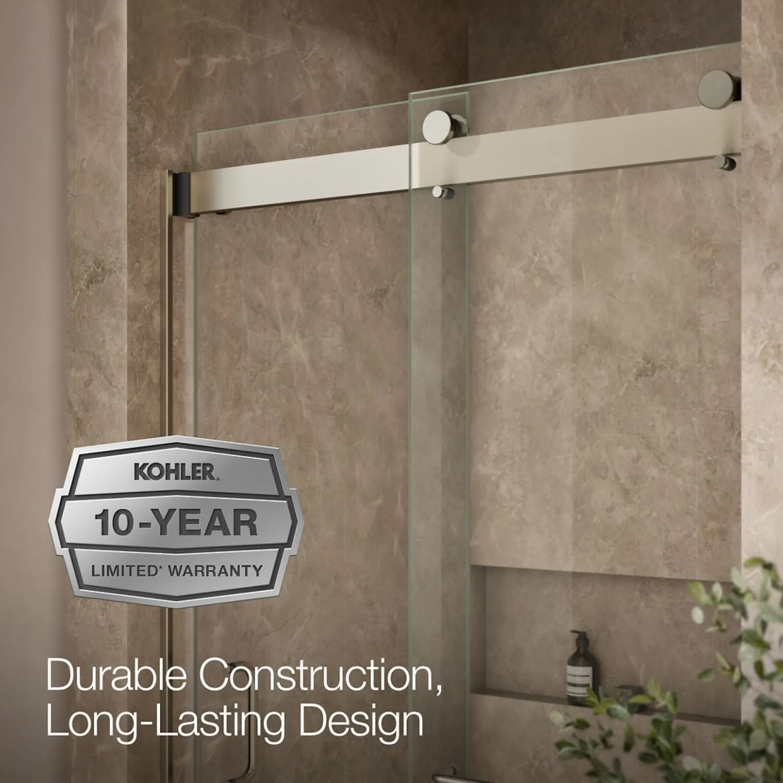 44"-48" W x 80-1/4" H bypass shower door with 3/8"-thick Crystal Clear glass^Kohler