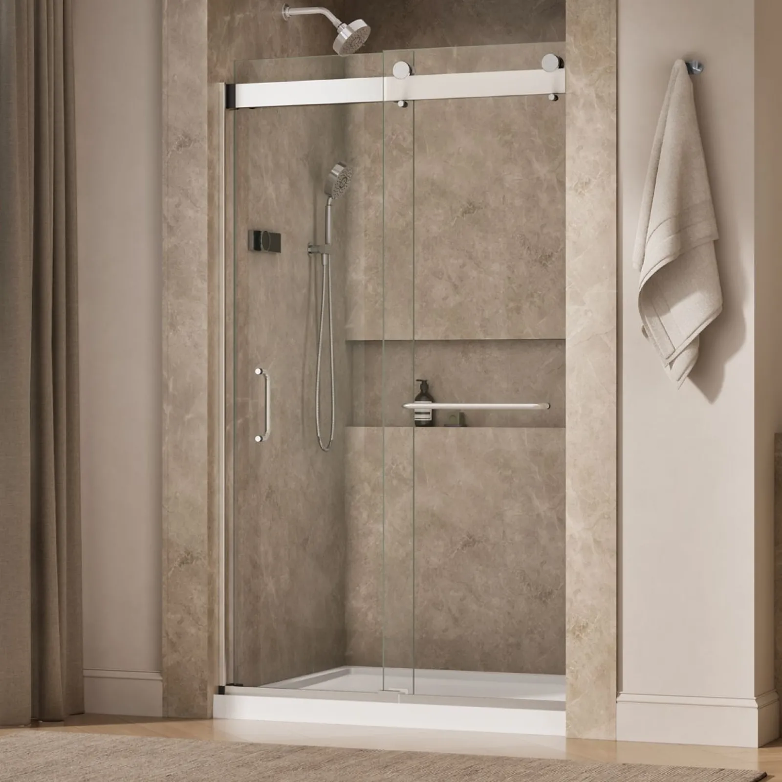 44"-48" W x 80-1/4" H bypass shower door with 3/8"-thick Crystal Clear glass^Kohler