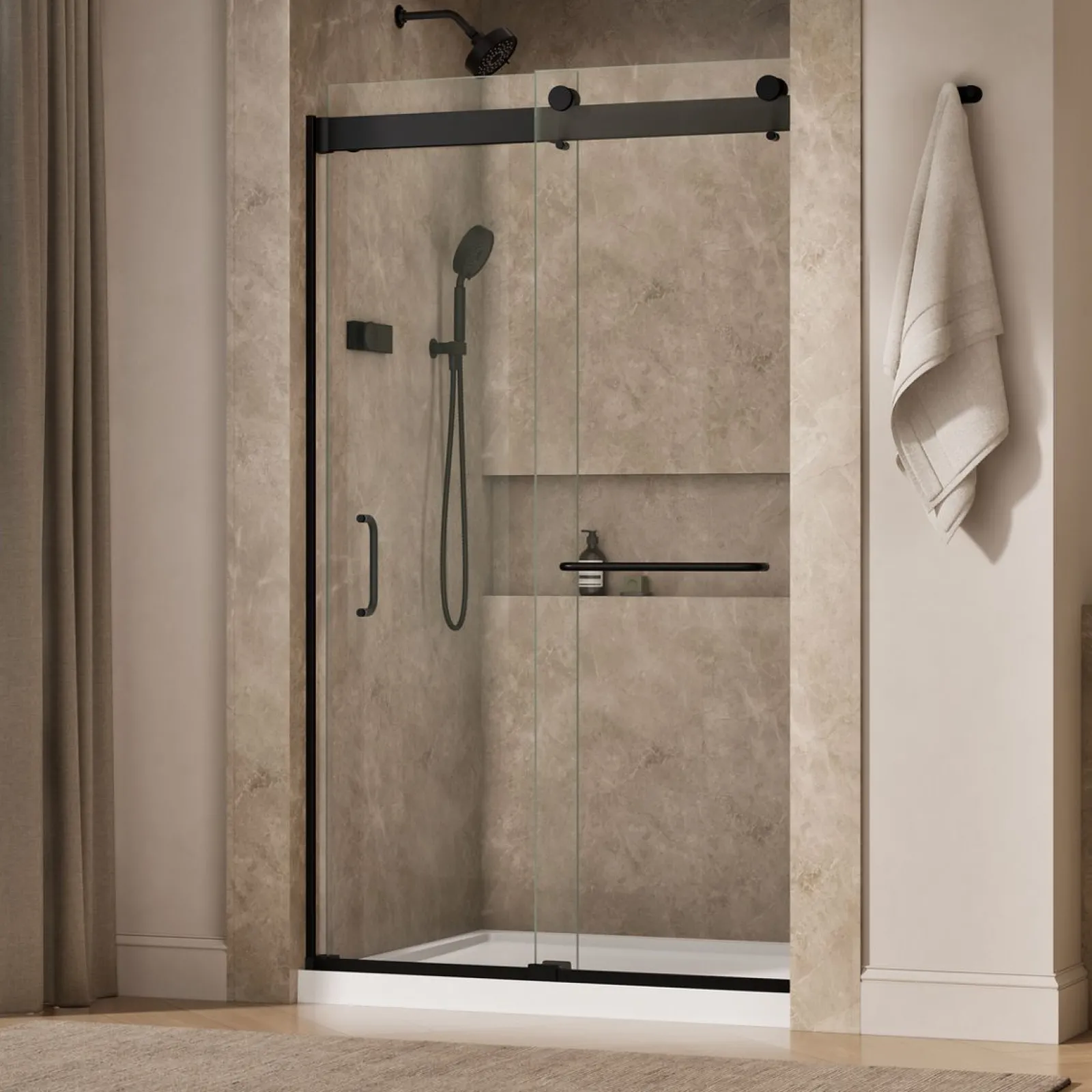 44"-48" W x 80-1/4" H bypass shower door with 3/8"-thick Crystal Clear glass^Kohler
