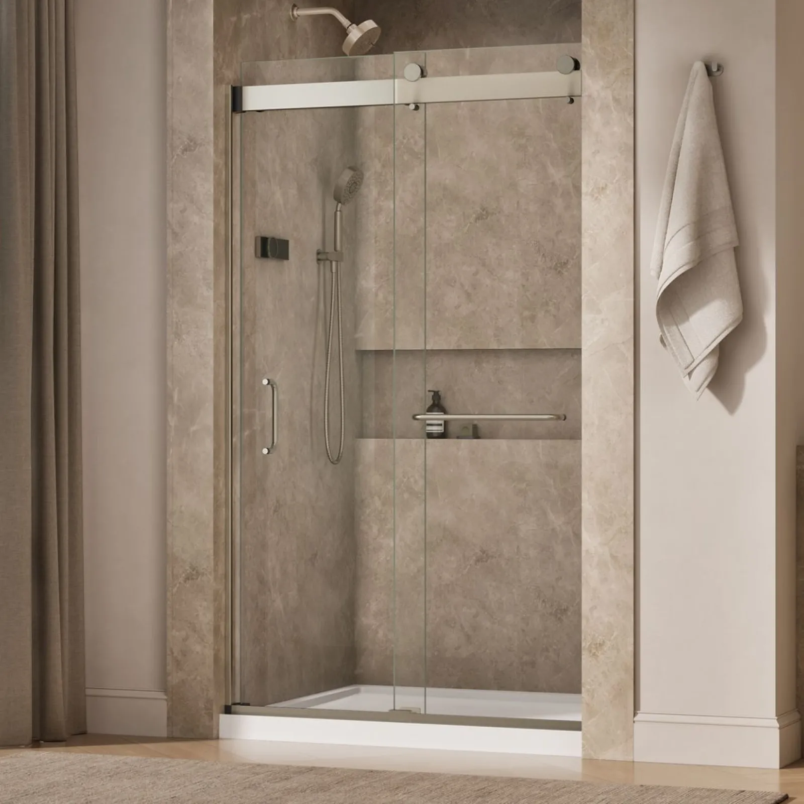 44"-48" W x 80-1/4" H bypass shower door with 3/8"-thick Crystal Clear glass^Kohler