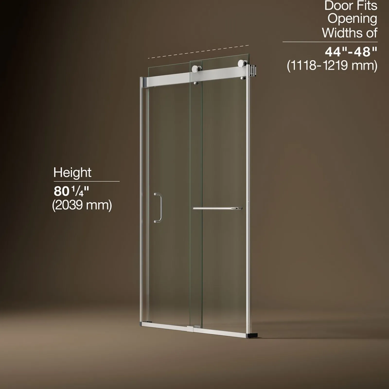 44"-48" W x 80-1/4" H bypass shower door with 3/8"-thick Crystal Clear glass^Kohler