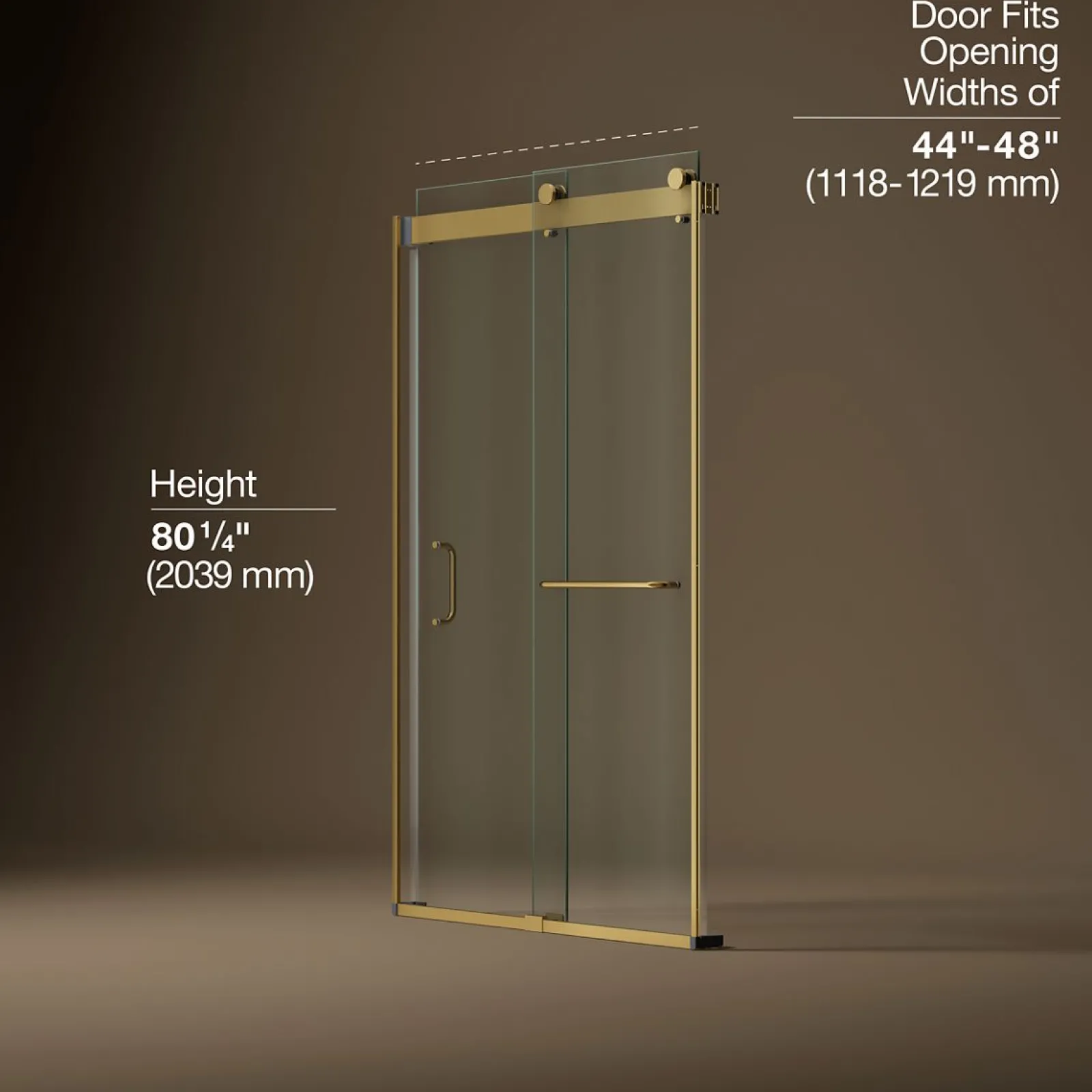 44"-48" W x 80-1/4" H bypass shower door with 3/8"-thick Crystal Clear glass^Kohler