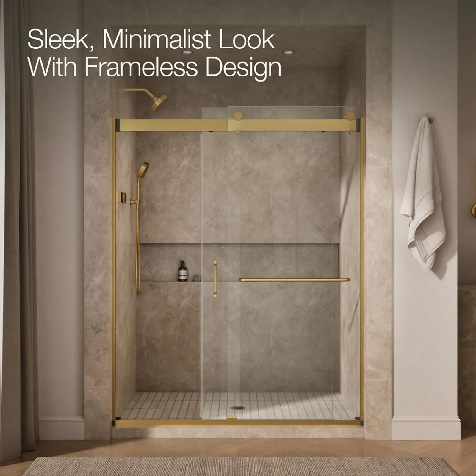 60"-66" W x 80-1/4" H bypass shower door with 3/8"-thick Crystal Clear glass^Kohler New