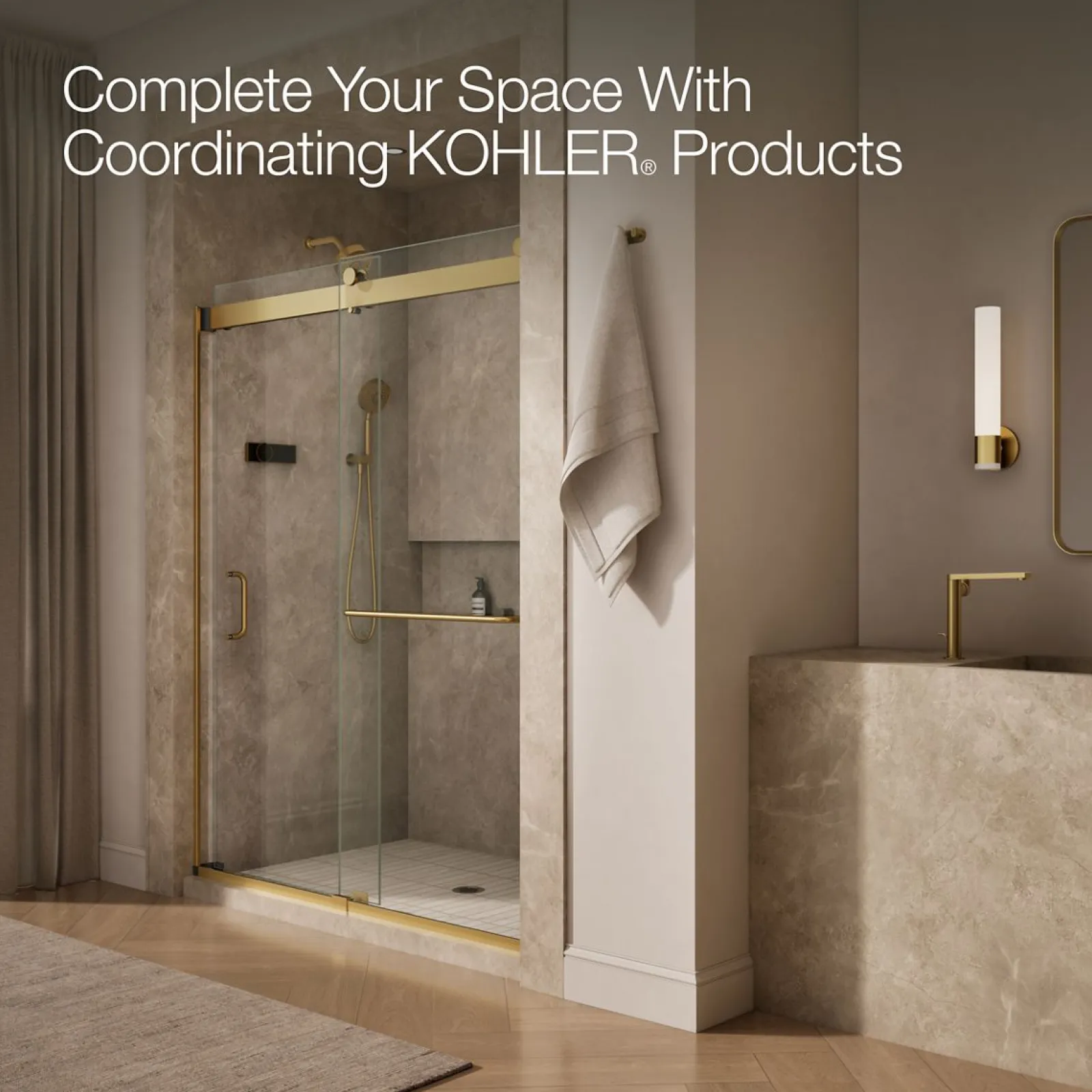 60"-66" W x 80-1/4" H bypass shower door with 3/8"-thick Crystal Clear glass^Kohler New