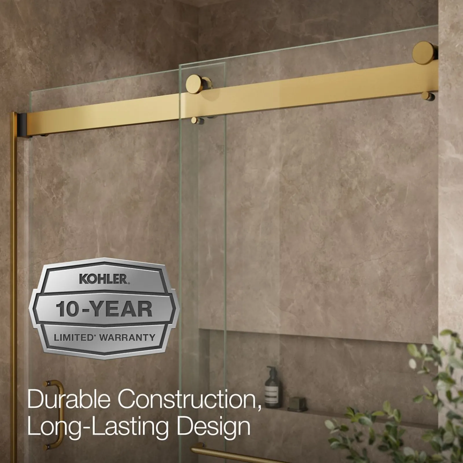 60"-66" W x 80-1/4" H bypass shower door with 3/8"-thick Crystal Clear glass^Kohler New