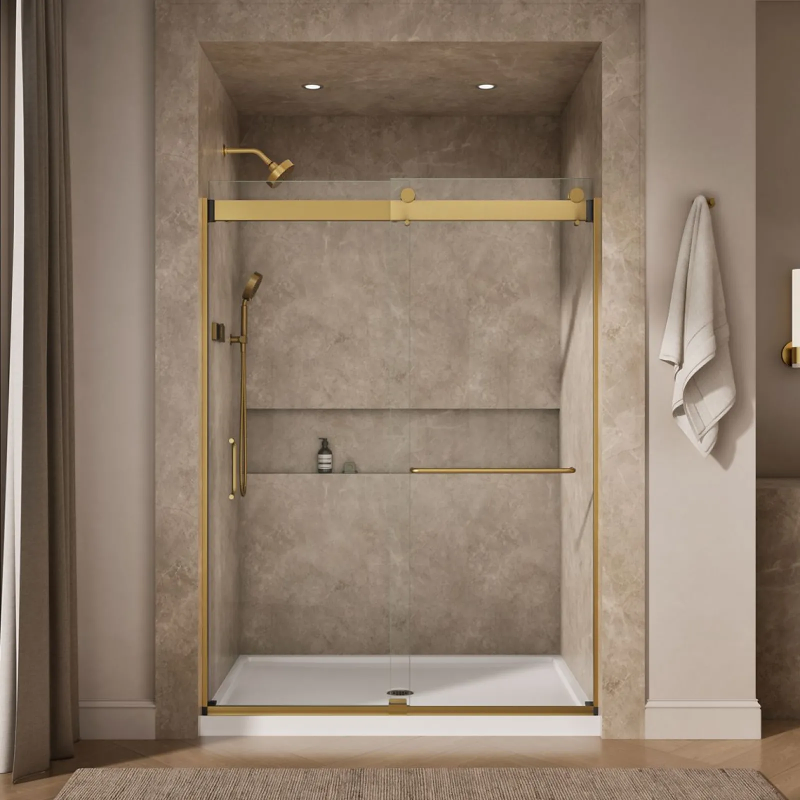 54"-60" W x 80-1/4" H bypass shower door with 3/8"-thick Crystal Clear glass^Kohler Discount