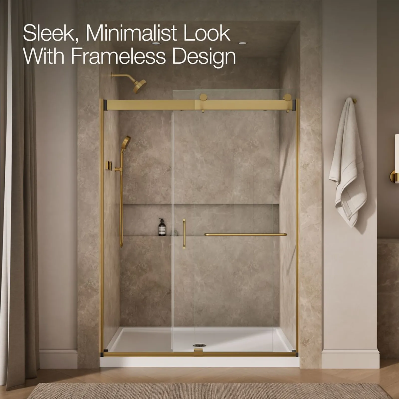 54"-60" W x 80-1/4" H bypass shower door with 3/8"-thick Crystal Clear glass^Kohler Discount