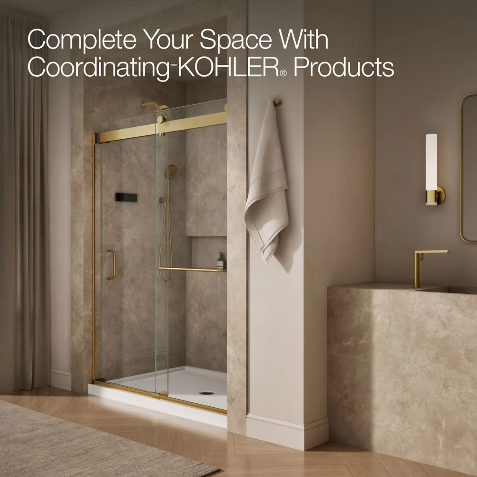 54"-60" W x 80-1/4" H bypass shower door with 3/8"-thick Crystal Clear glass^Kohler Discount