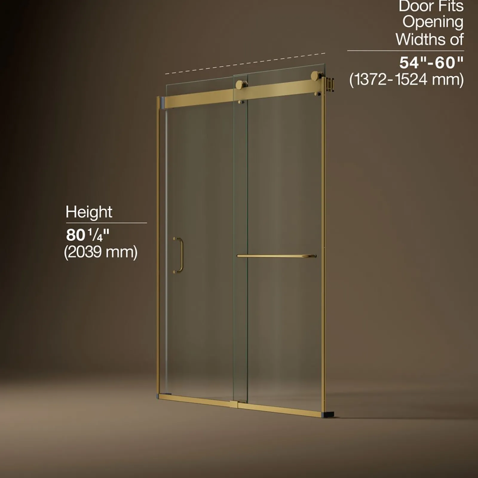 54"-60" W x 80-1/4" H bypass shower door with 3/8"-thick Crystal Clear glass^Kohler Discount