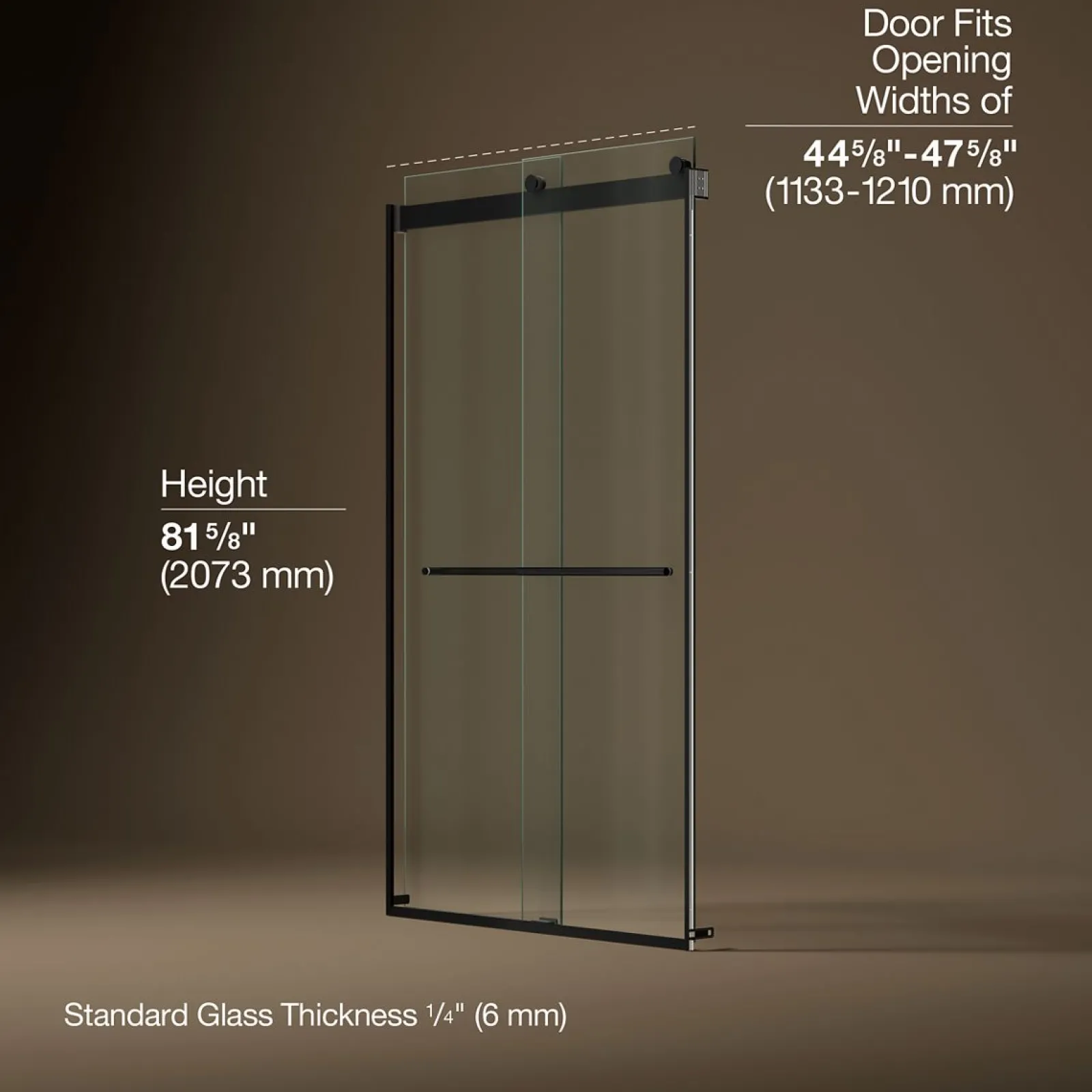 44-5/8"-47-5/8" W x 81.61" H bypass shower door with 3/8"-thick Crystal Clear glass^Kohler Outlet