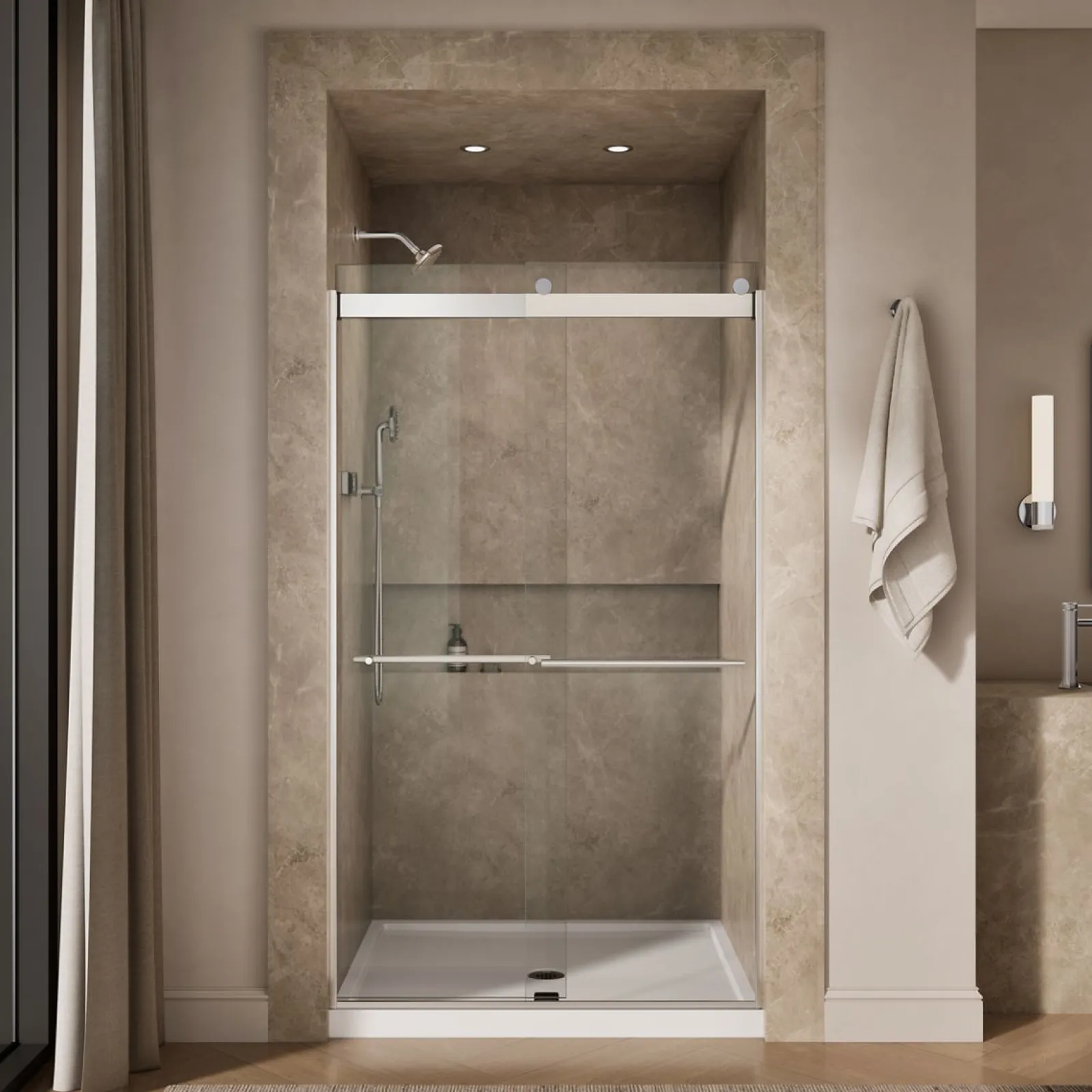 44-5/8"-47-5/8" W x 81.61" H bypass shower door with 3/8"-thick Crystal Clear glass^Kohler Outlet