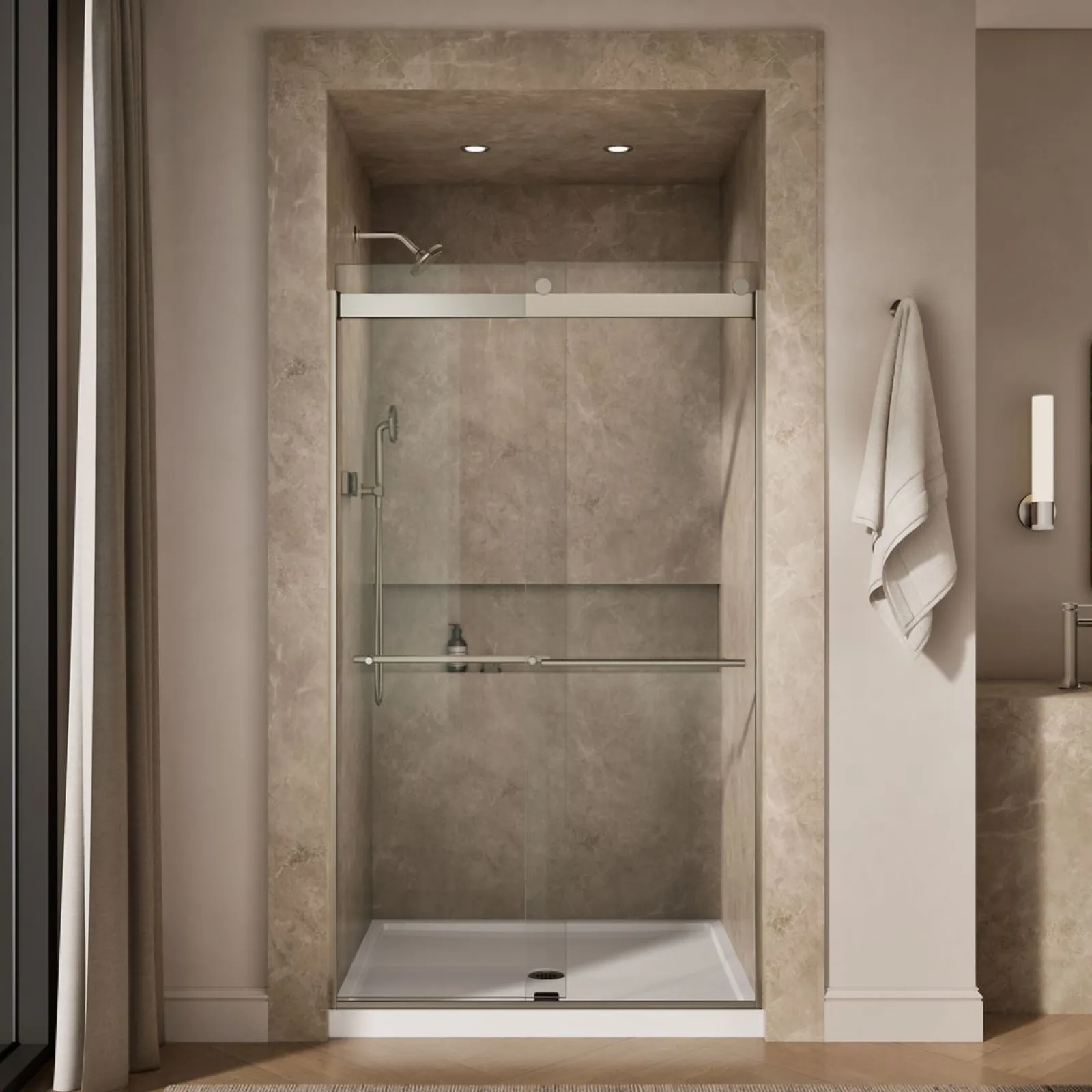 44-5/8"-47-5/8" W x 81.61" H bypass shower door with 3/8"-thick Crystal Clear glass^Kohler Outlet