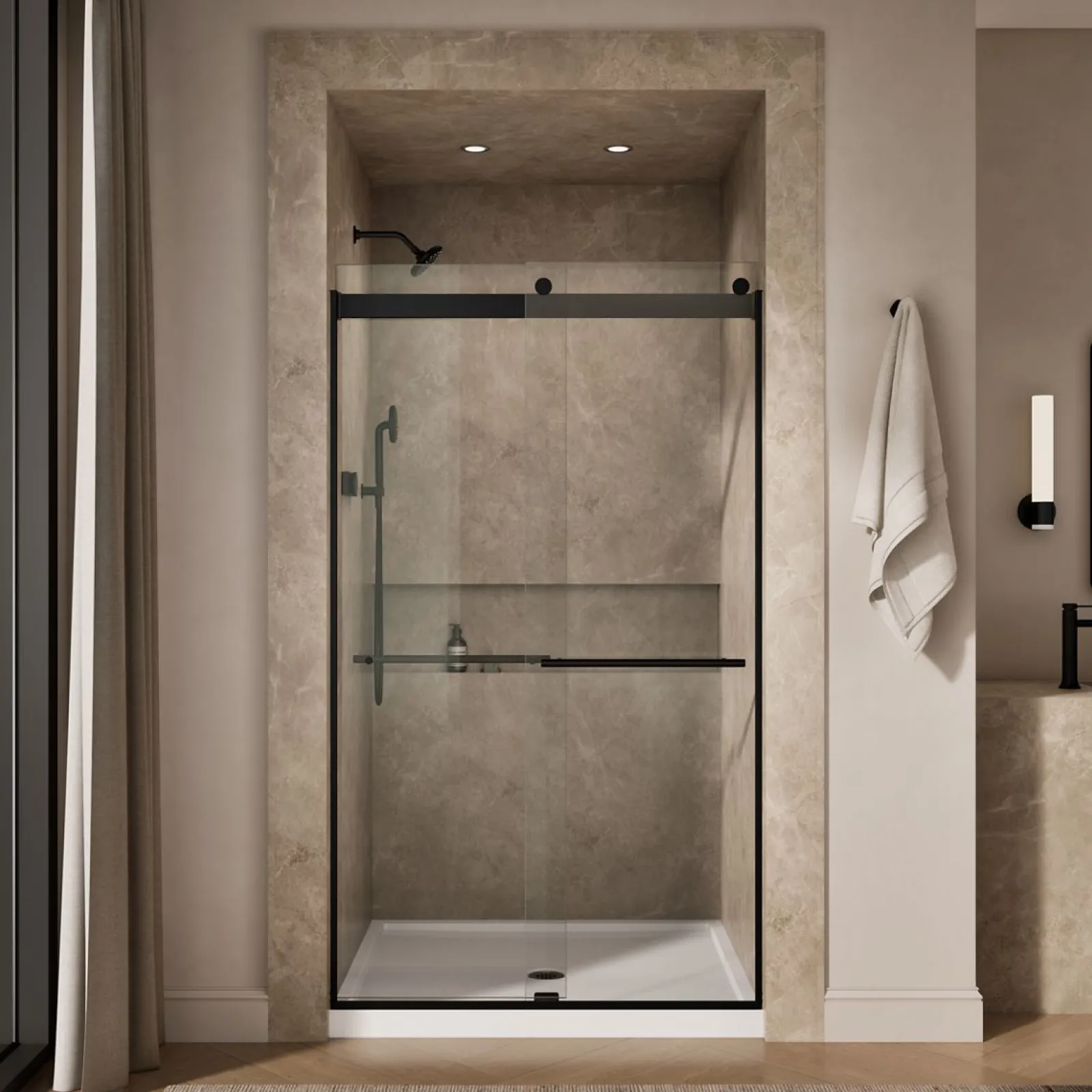44-5/8"-47-5/8" W x 81.61" H bypass shower door with 3/8"-thick Crystal Clear glass^Kohler Outlet