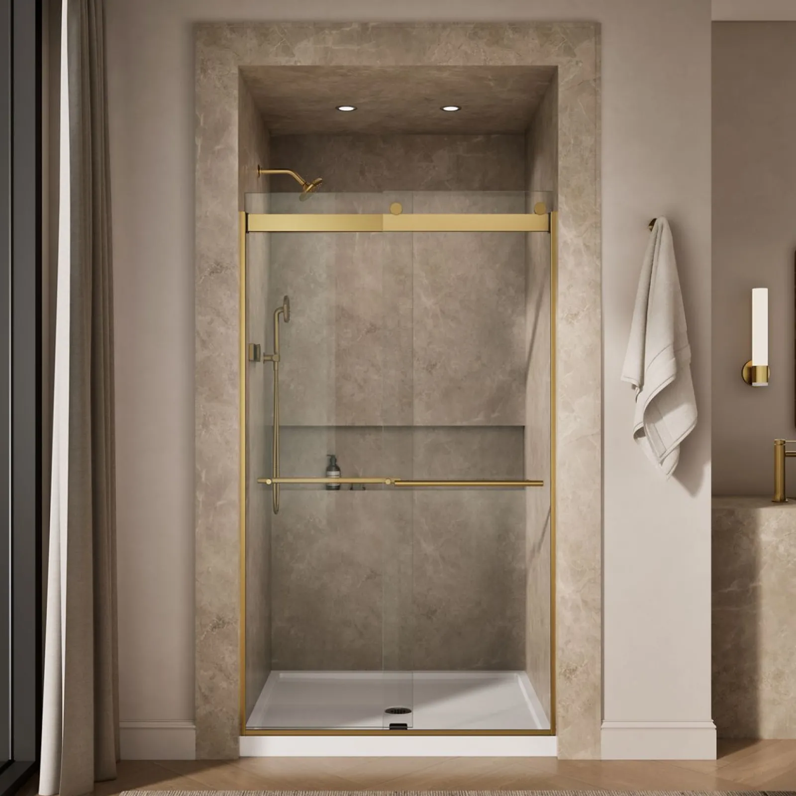 44-5/8"-47-5/8" W x 81.61" H bypass shower door with 3/8"-thick Crystal Clear glass^Kohler Outlet
