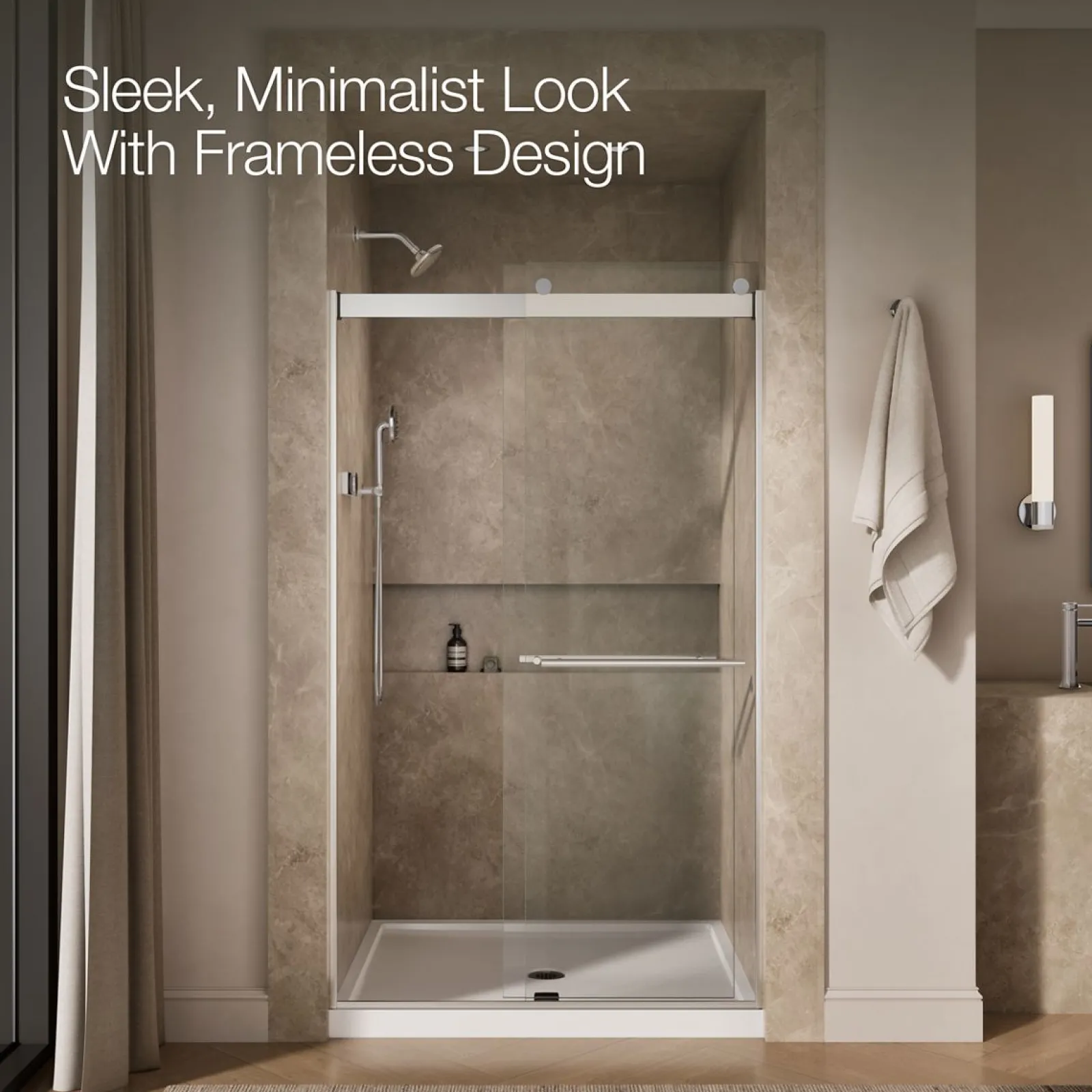 44-5/8"-47-5/8" W x 81.61" H bypass shower door with 3/8"-thick Crystal Clear glass^Kohler Outlet