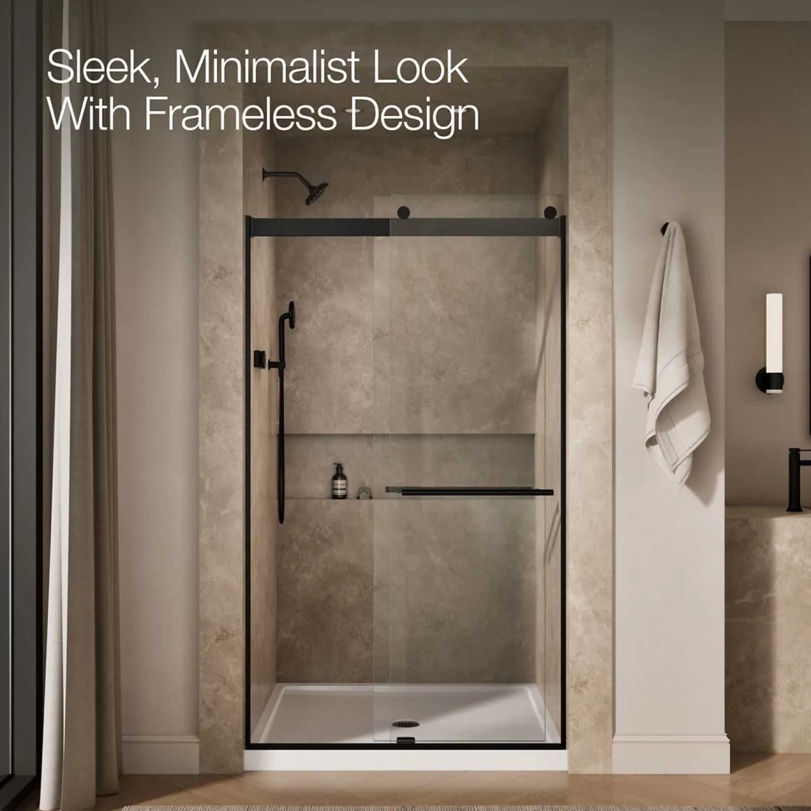 44-5/8"-47-5/8" W x 81.61" H bypass shower door with 3/8"-thick Crystal Clear glass^Kohler Outlet
