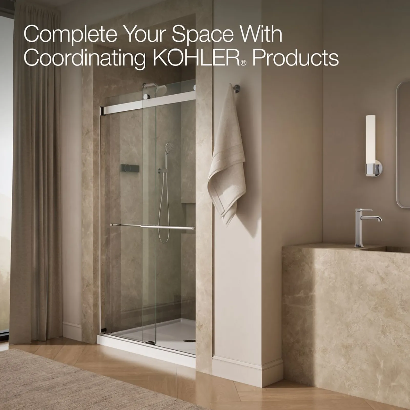 44-5/8"-47-5/8" W x 81.61" H bypass shower door with 3/8"-thick Crystal Clear glass^Kohler Outlet