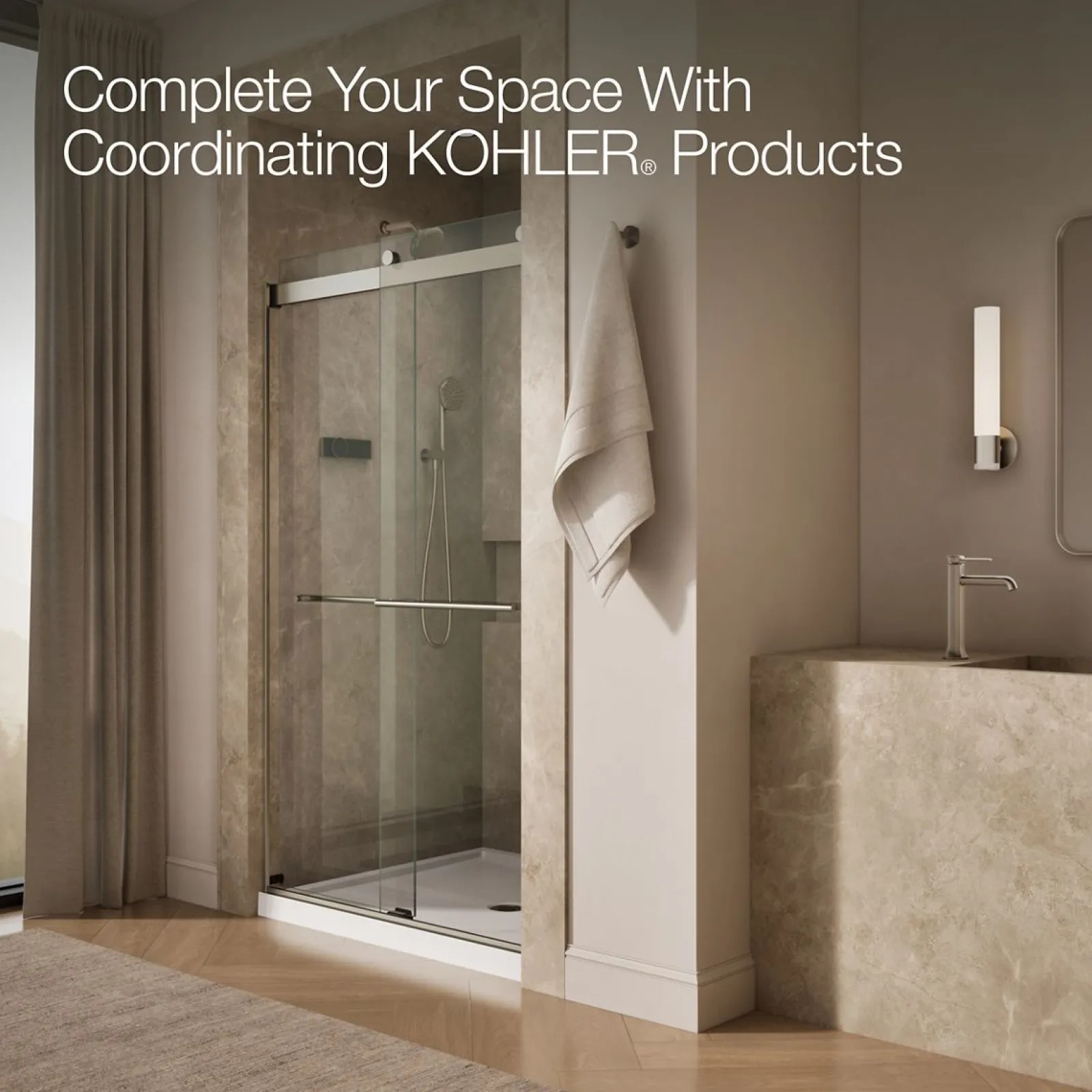 44-5/8"-47-5/8" W x 81.61" H bypass shower door with 3/8"-thick Crystal Clear glass^Kohler Outlet