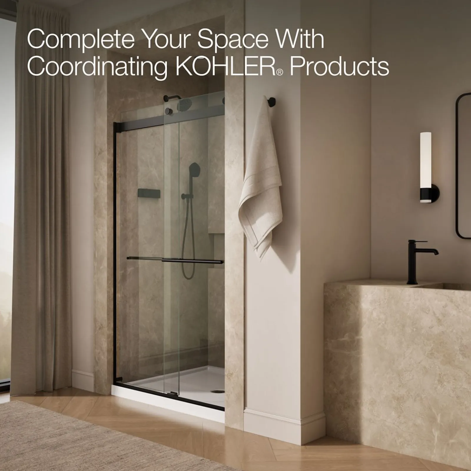44-5/8"-47-5/8" W x 81.61" H bypass shower door with 3/8"-thick Crystal Clear glass^Kohler Outlet