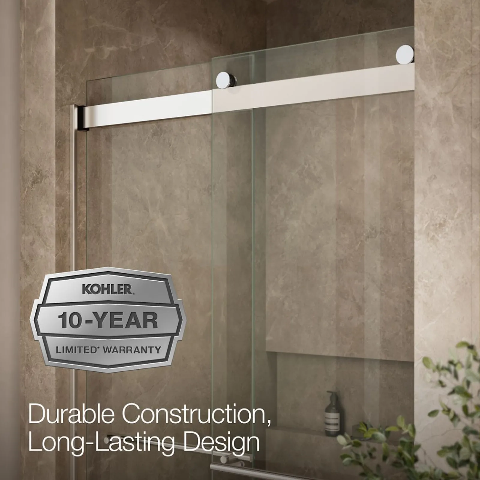 44-5/8"-47-5/8" W x 81.61" H bypass shower door with 3/8"-thick Crystal Clear glass^Kohler Outlet