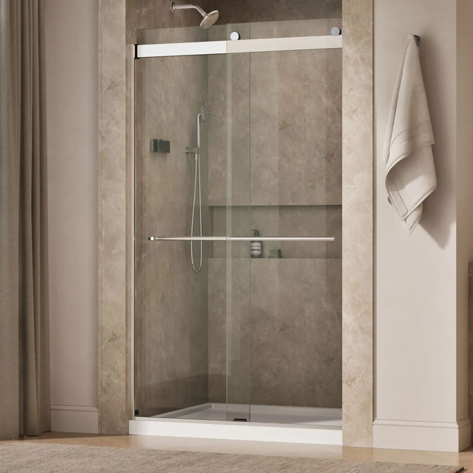 44-5/8"-47-5/8" W x 81.61" H bypass shower door with 3/8"-thick Crystal Clear glass^Kohler Outlet