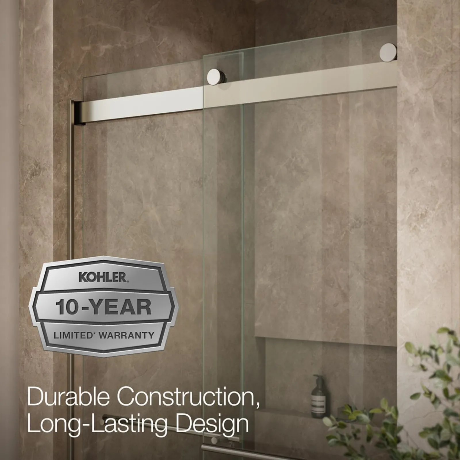 44-5/8"-47-5/8" W x 81.61" H bypass shower door with 3/8"-thick Crystal Clear glass^Kohler Outlet