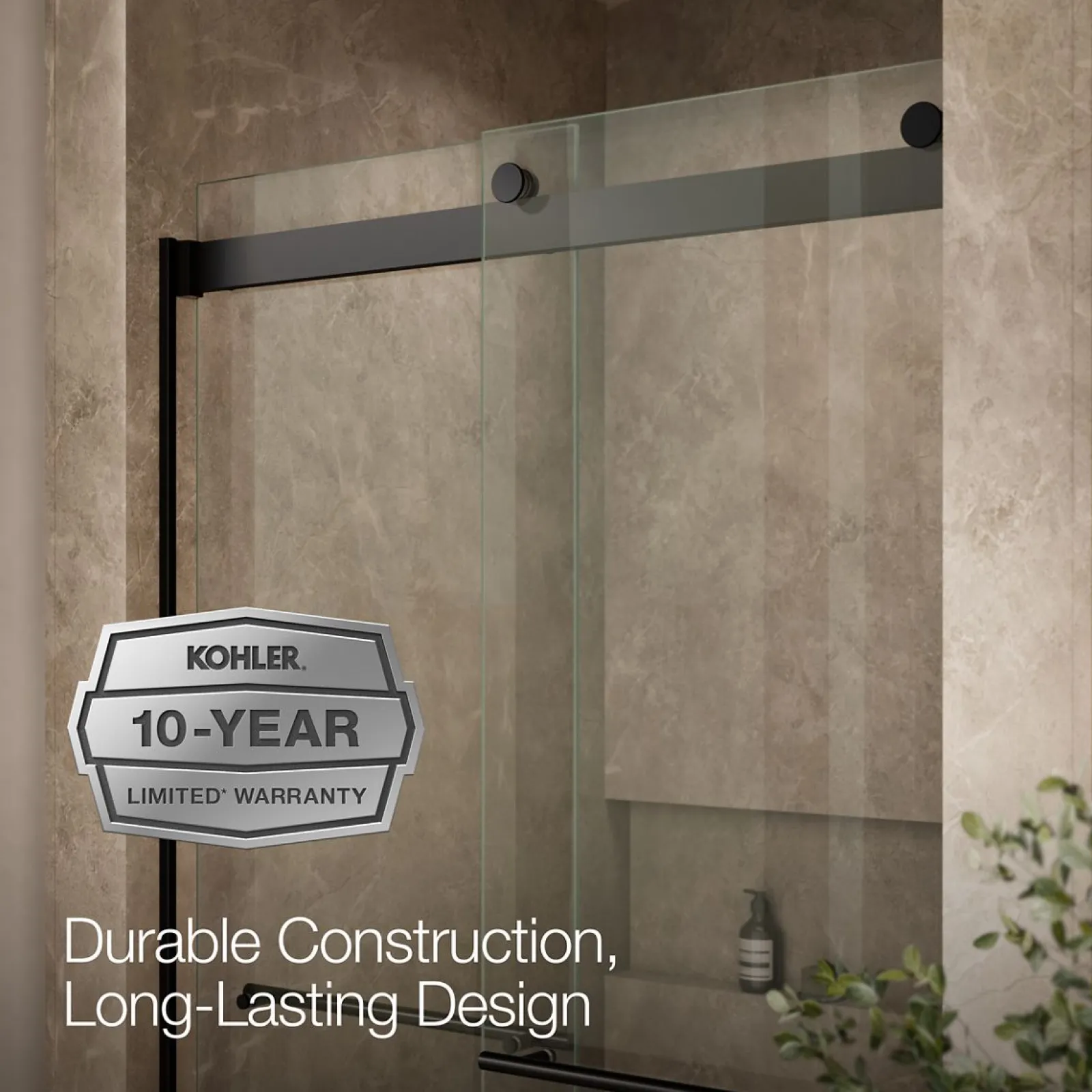 44-5/8"-47-5/8" W x 81.61" H bypass shower door with 3/8"-thick Crystal Clear glass^Kohler Outlet