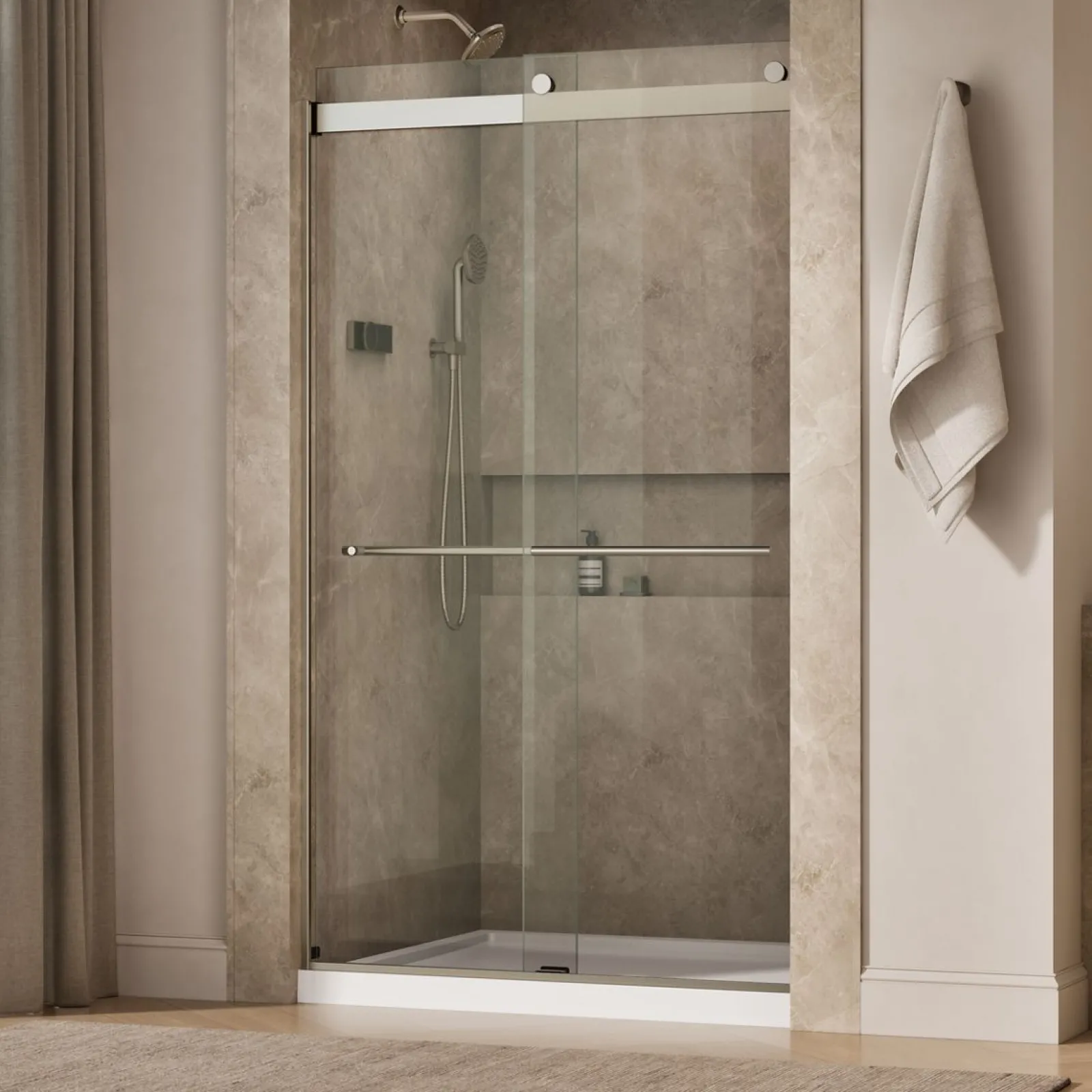 44-5/8"-47-5/8" W x 81.61" H bypass shower door with 3/8"-thick Crystal Clear glass^Kohler Outlet