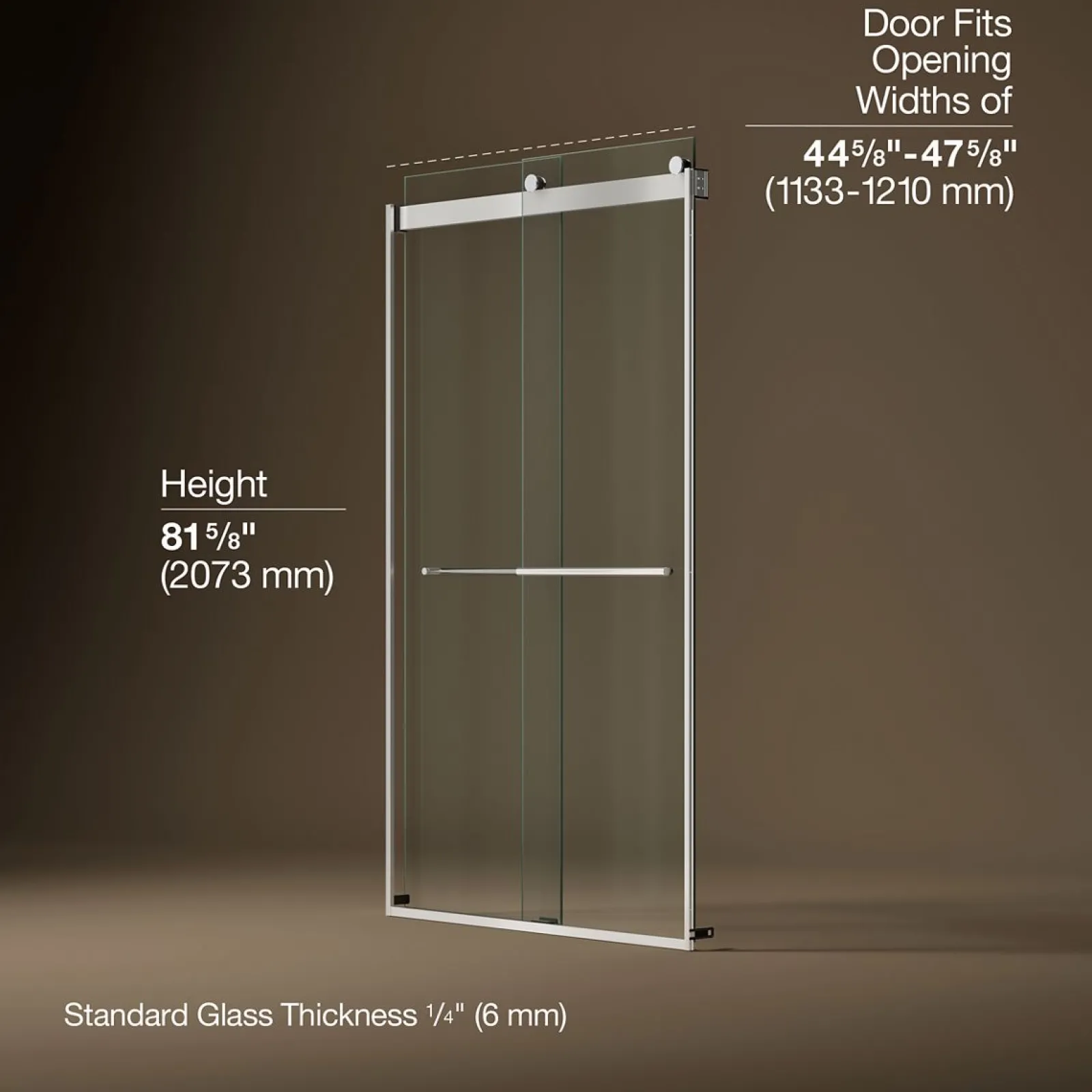44-5/8"-47-5/8" W x 81.61" H bypass shower door with 3/8"-thick Crystal Clear glass^Kohler Outlet